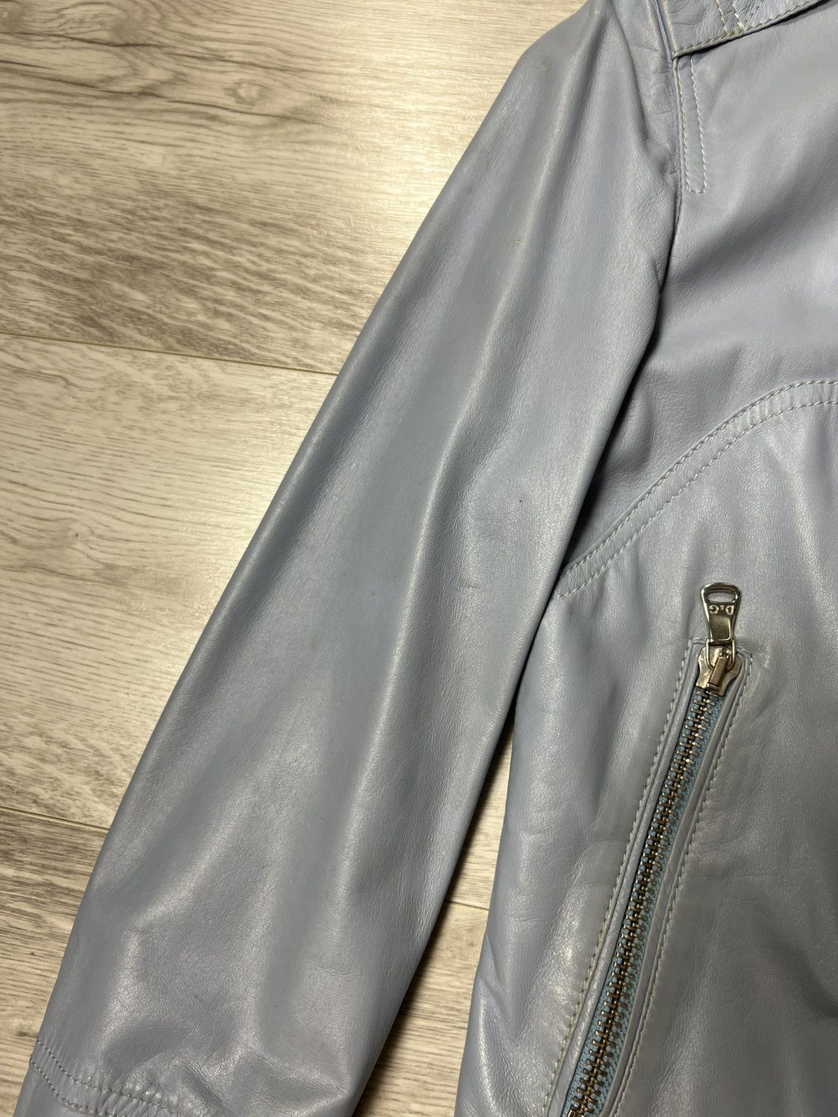 Dolce & Gabbana × Vintage Rare Dolce Gabbana Blue Leather Biker Jacket Size 44 Size M / US 6-8 / IT 42-44 - 8 Thumbnail