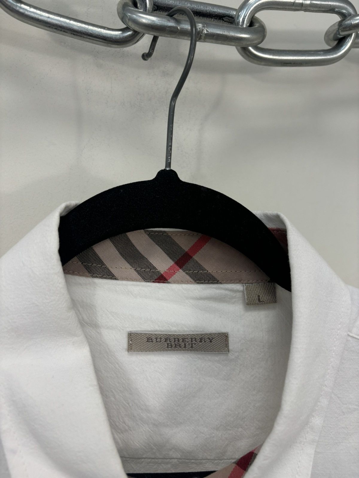 Burberry Burberry Men’s White Nova Check Luxury Short Sleeve Shirt Size US L / EU 52-54 / 3 - 10 Thumbnail