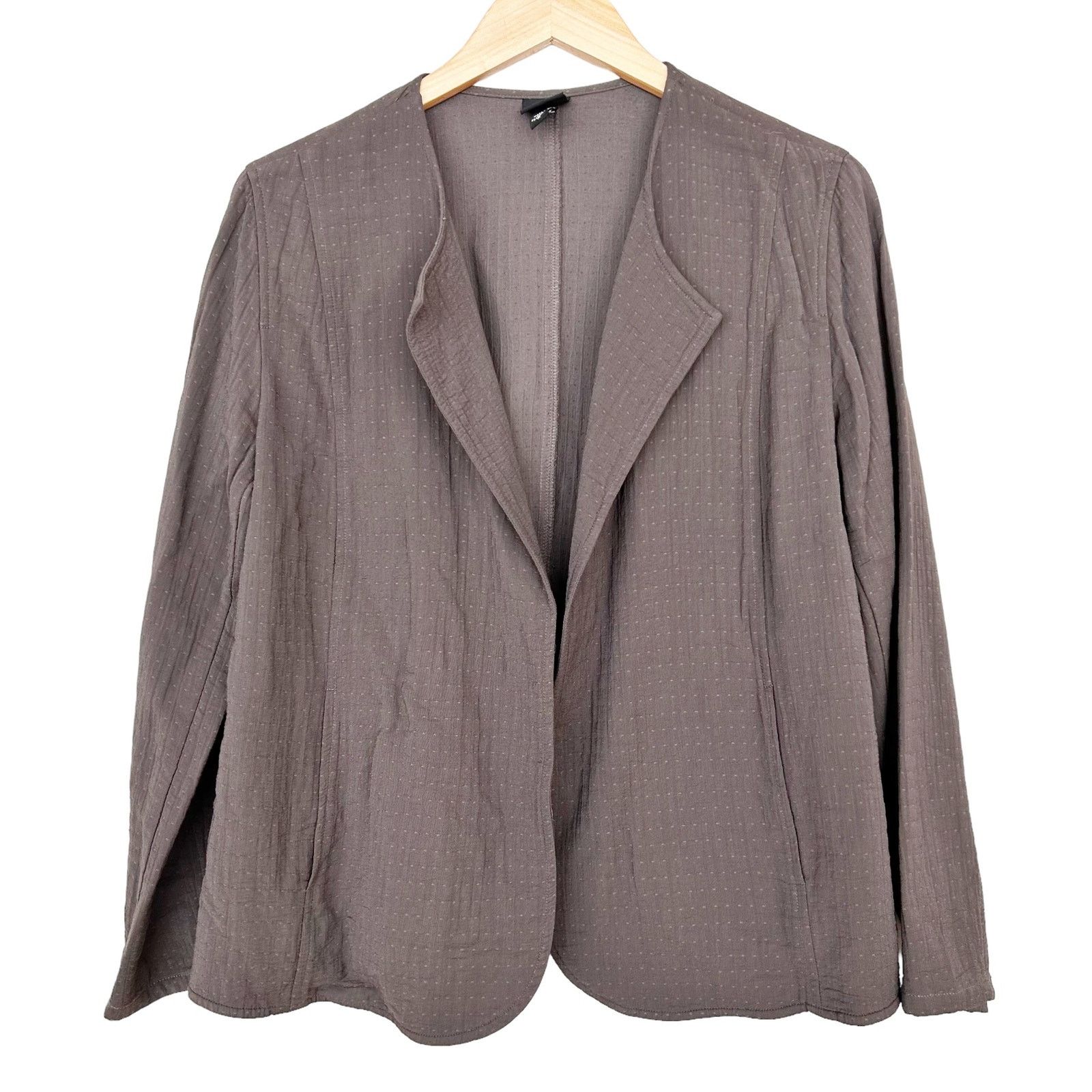 Eileen Fisher Eileen Fisher Brown Open Front Cardigan Blazer Sz M Size M / US 6-8 / IT 42-44 - 1 Thumbnail