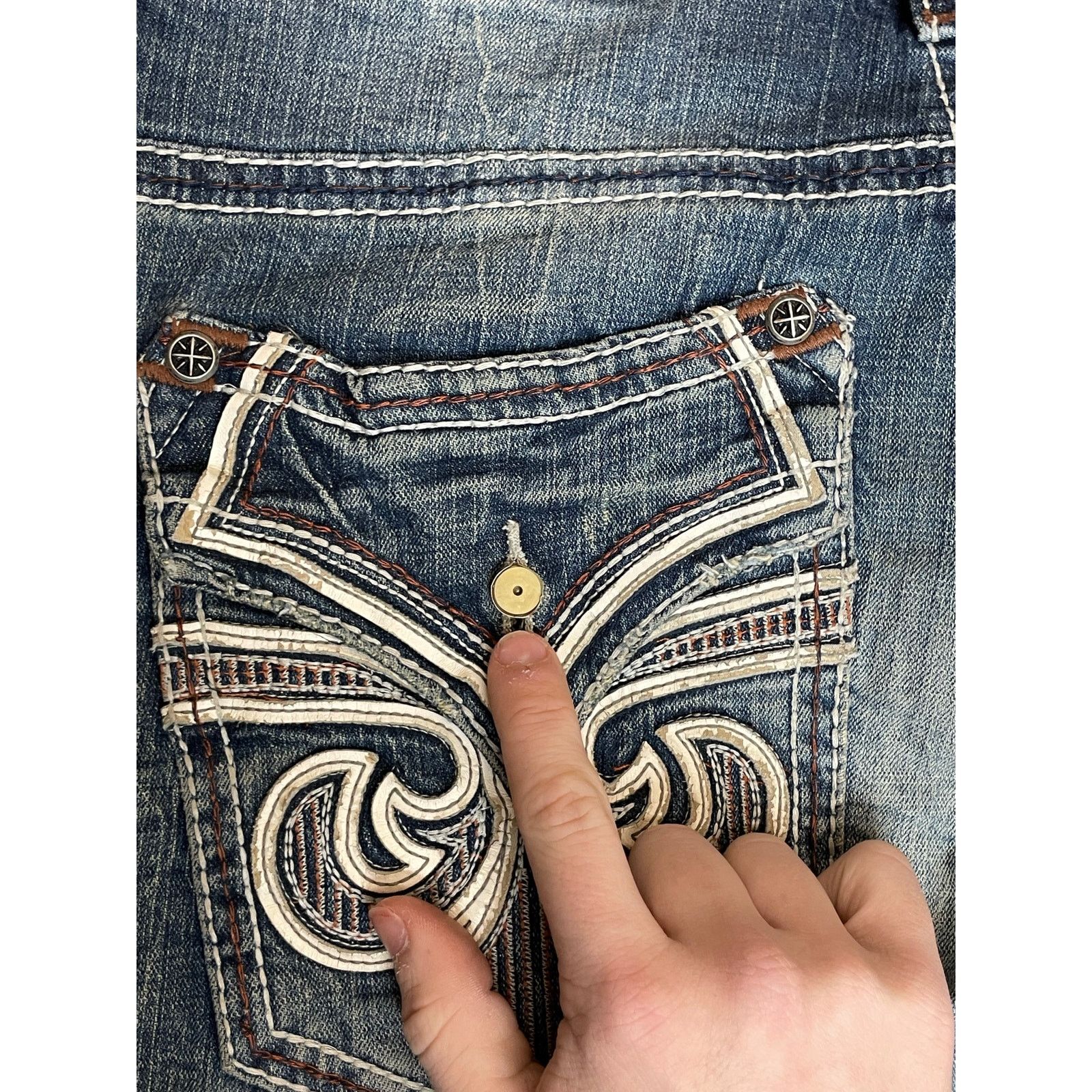 Affliction Vintage Men’s Y2K Affliction Jeans 36” Ace Black Premium Size US 36 / EU 52 - 6 Thumbnail