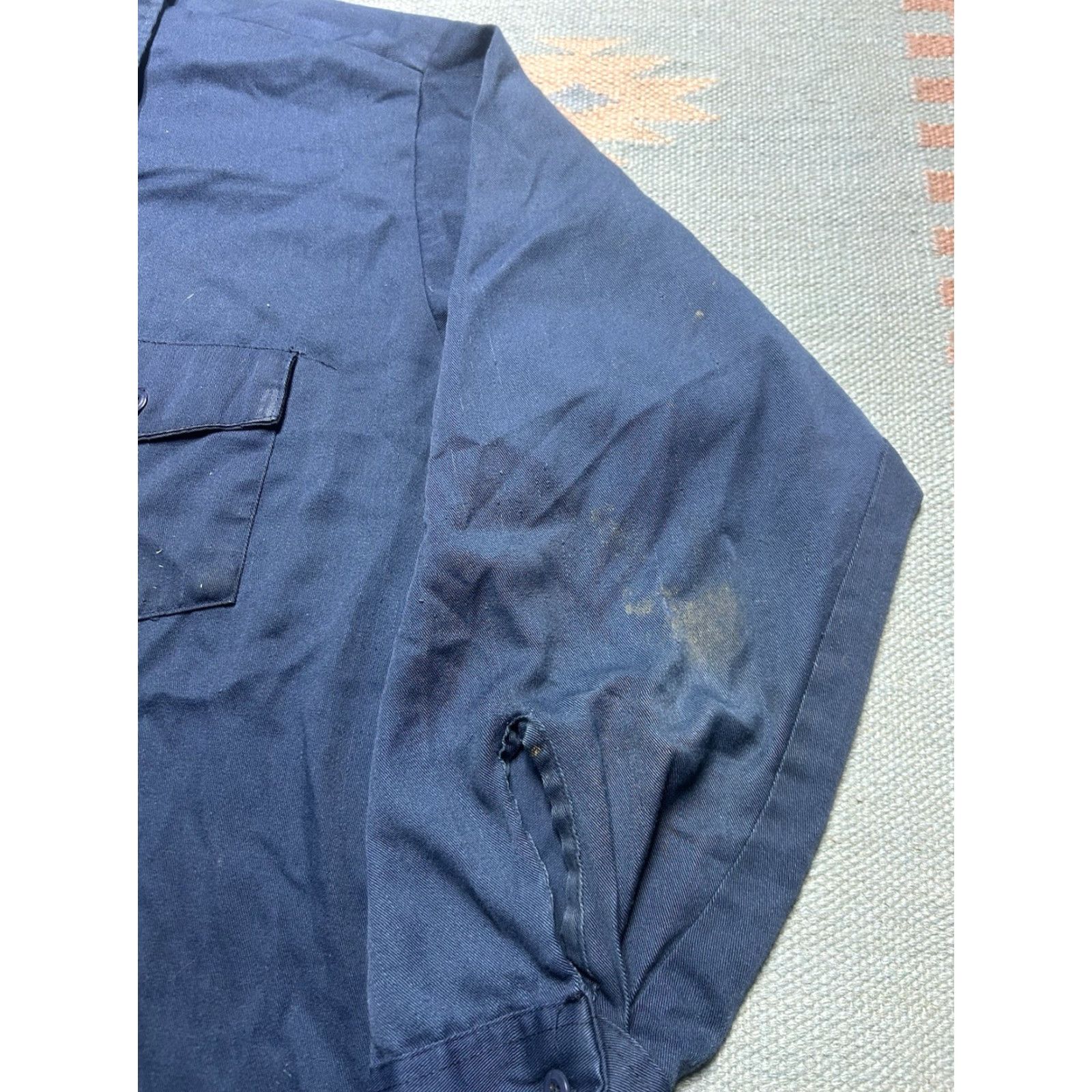Dickies VINTAGE Dickies Long Sleeve Work Shirt Chino Twill Distressed Blue Men’s XL Size US XL / EU 56 / 4 - 4 Thumbnail