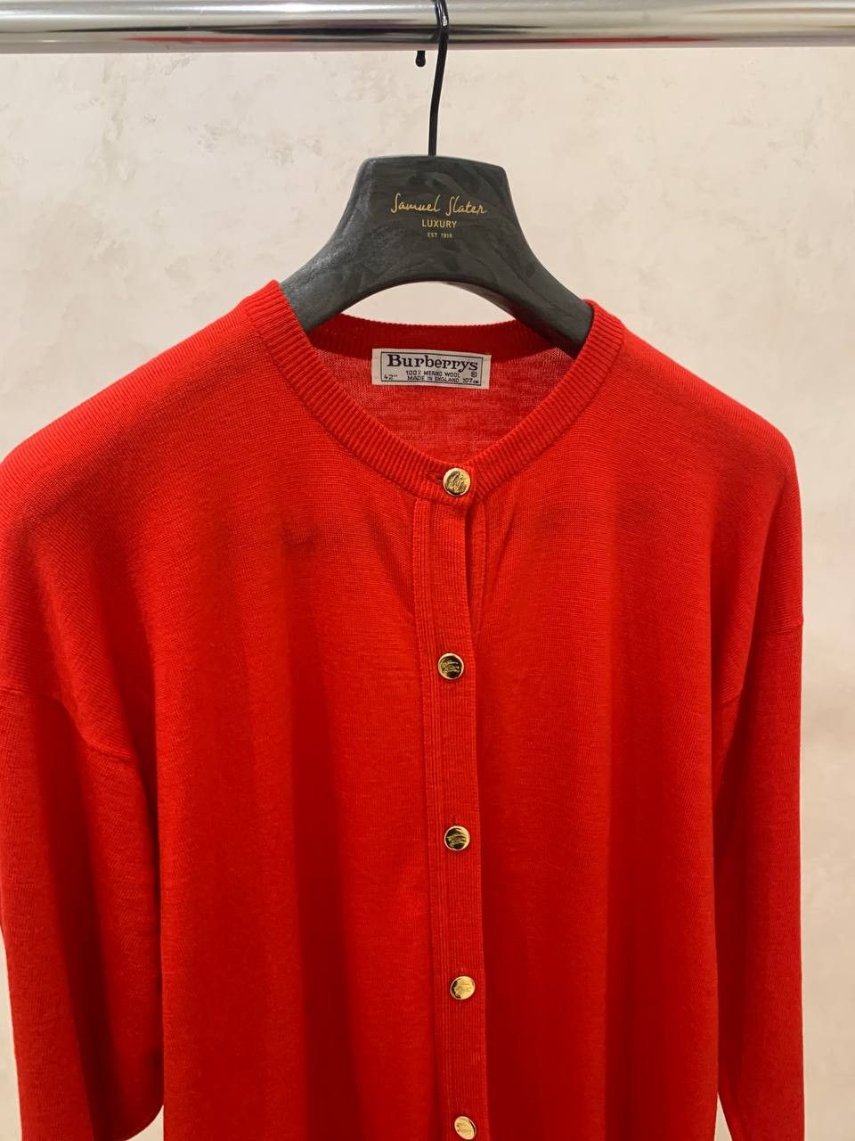 Burberry 🔥Burberry vintage wool red cardigan sweater Size XL / US 12-14 / IT 48-50 - 2 Thumbnail