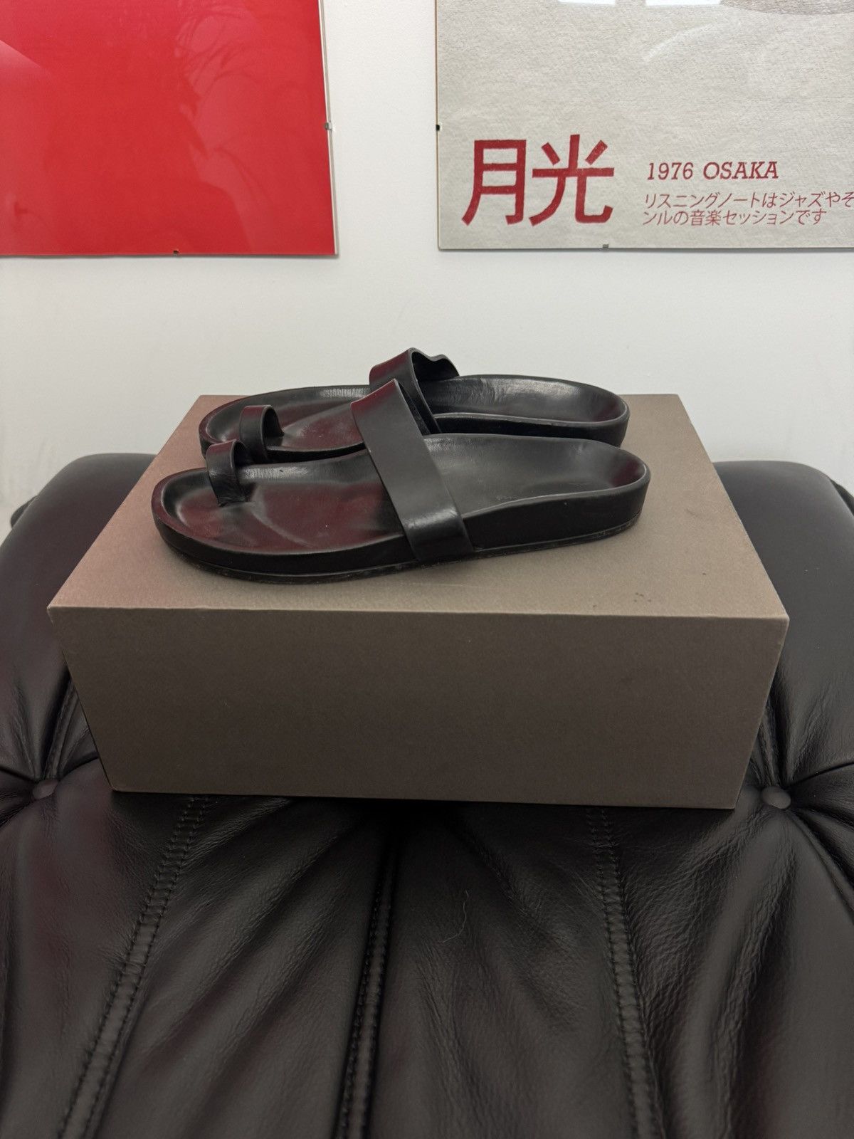Rick Owens RICK OWENS Slides Sandals Black Leather Mainline Designer Size US 7 / EU 40 - 4 Thumbnail