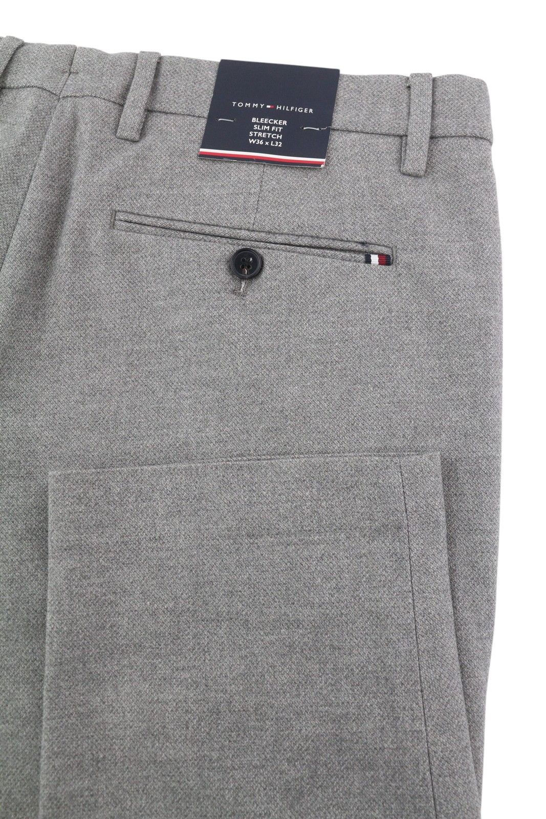Tommy Hilfiger BLEECKER STRETCH W36/L32 Melange Grey Slim Trousers 85135 Size US 36 / EU 52 - 5 Thumbnail