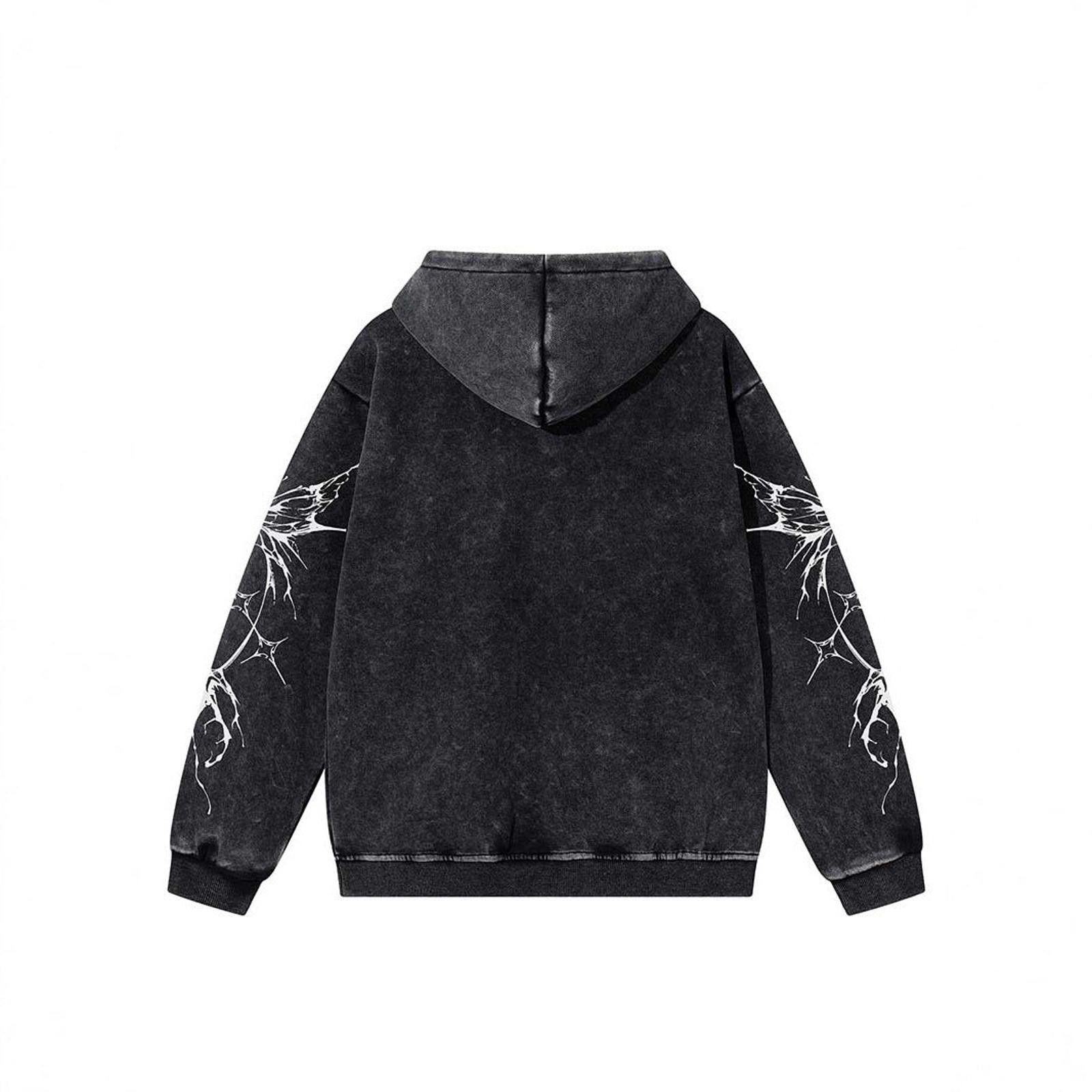 Japanese Brand Black Graphic Print Zip-Up Hoodie, Casual Streetwear Hoodie Size US M / EU 48-50 / 2 - 2 Thumbnail