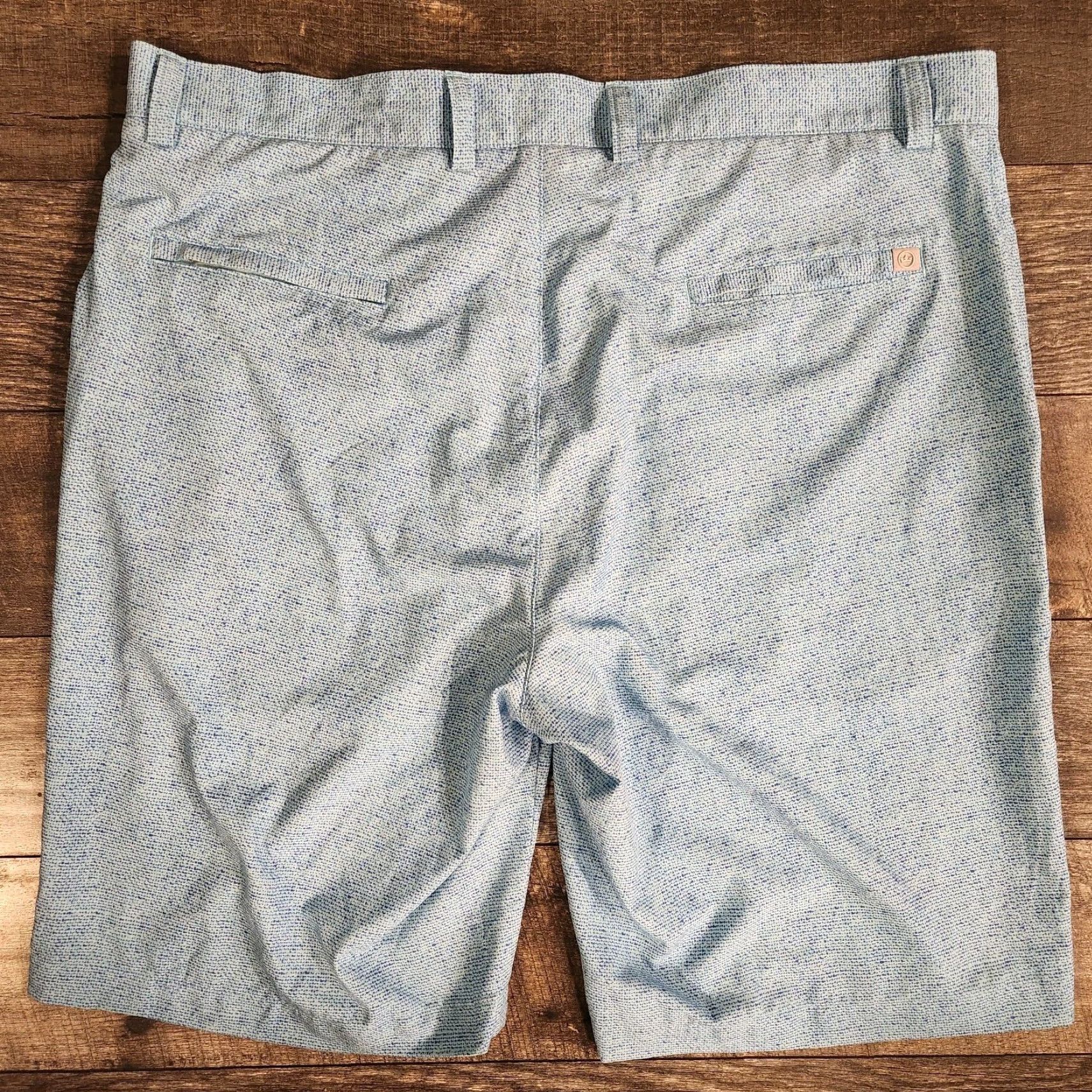 Peter Millar Peter Millar Shorts Mens 36 AOP Blue Performance Stretch Golf Wicking Casual Travel Geometric Front Flat Front Pockets Logo Men Regular Chino Short Size US 36 / EU 52 - 6 Thumbnail