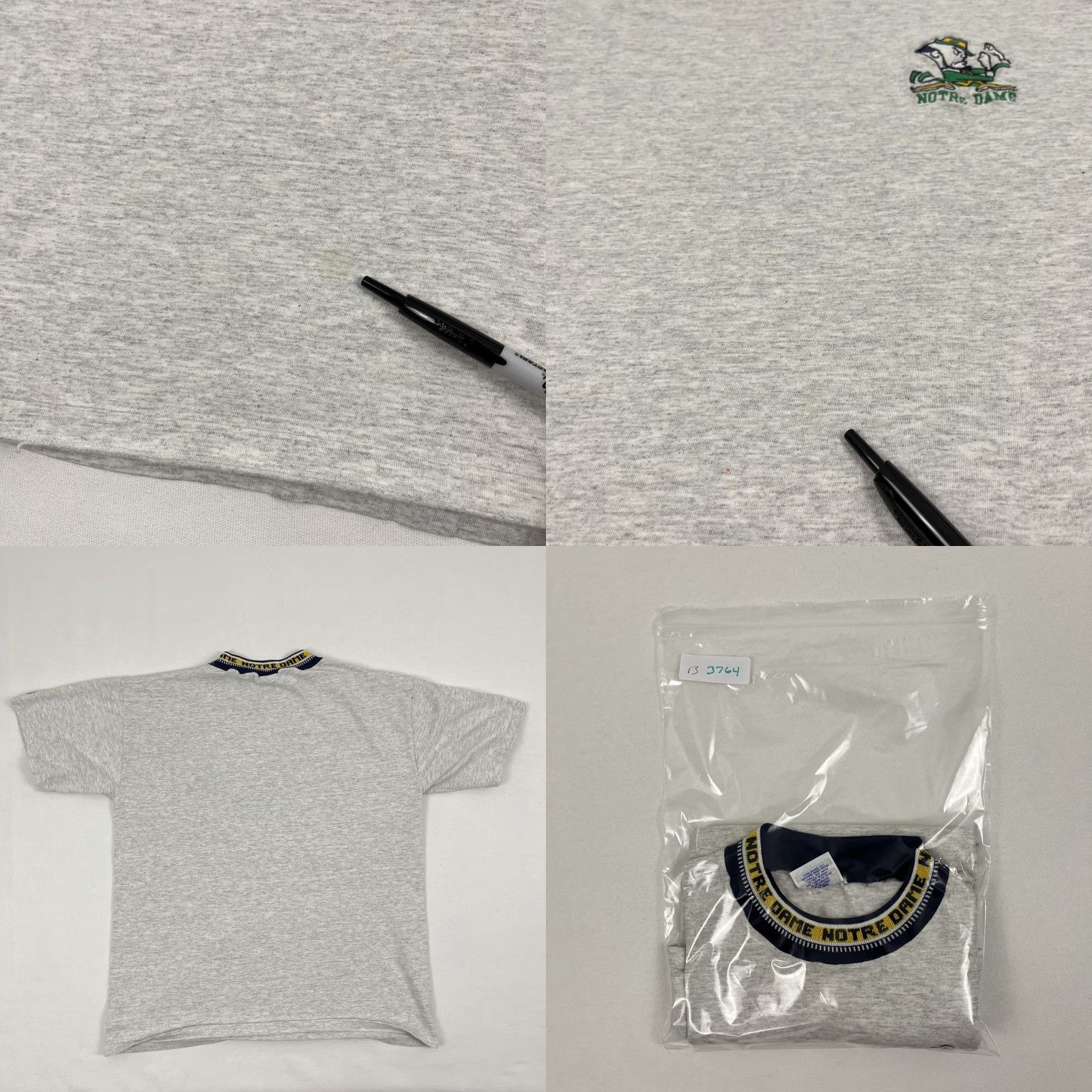 Etro VTG Notre Dame Fighting Irish Shirt Men Large Gray Ring Collar Retro Made in USA Size US L / EU 52-54 / 3 - 8 Thumbnail
