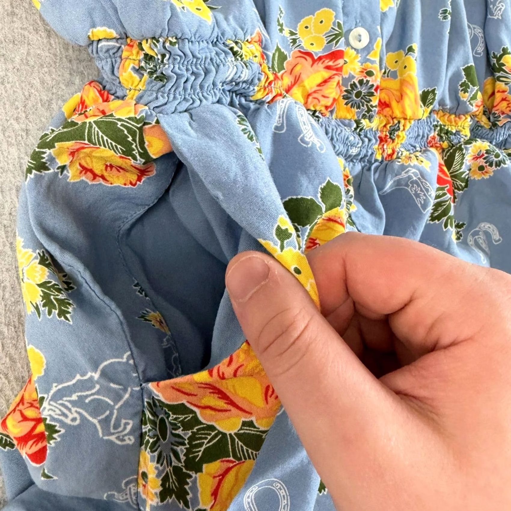 Vintage ModCloth Romper Womens 1X Blue Floral Western Button Front Sleeveless Boho Comfy Size 40" / US 18 - 5 Thumbnail