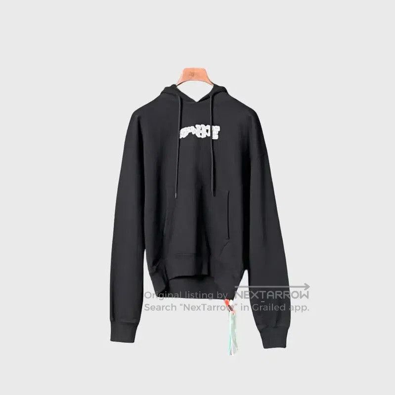 Off-White Black Logo Mens Long Sleeve Hoodie .