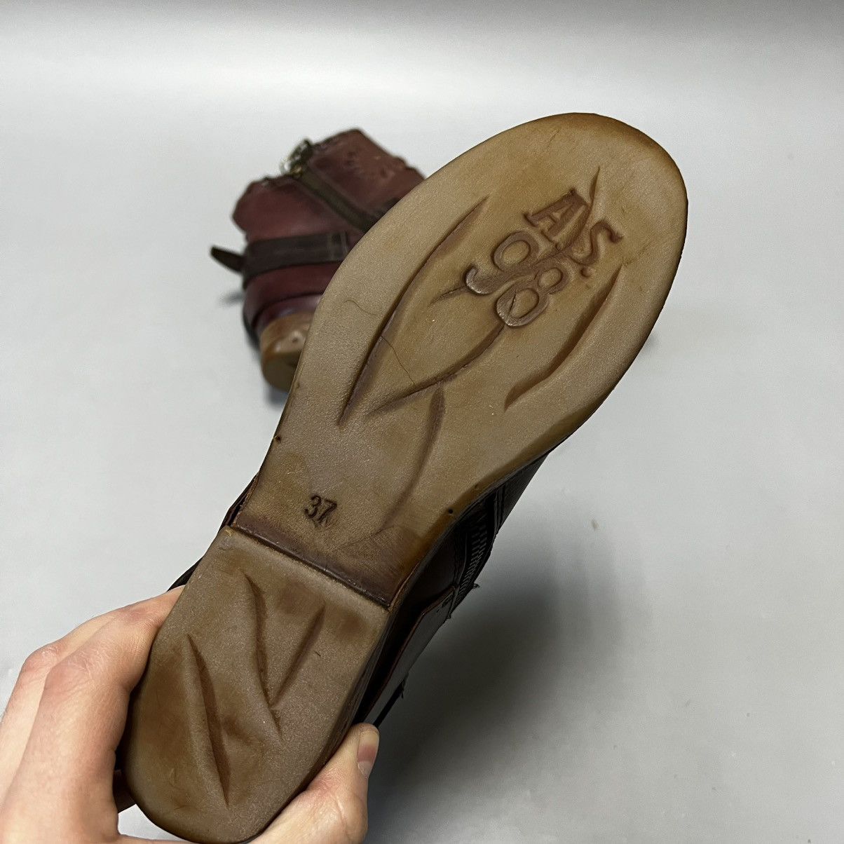 A.S.98 A.S.98 Airstep Design Zip Ankle Boots Shoes Burgundy leather Size US 7 / IT 37 - 20 Thumbnail