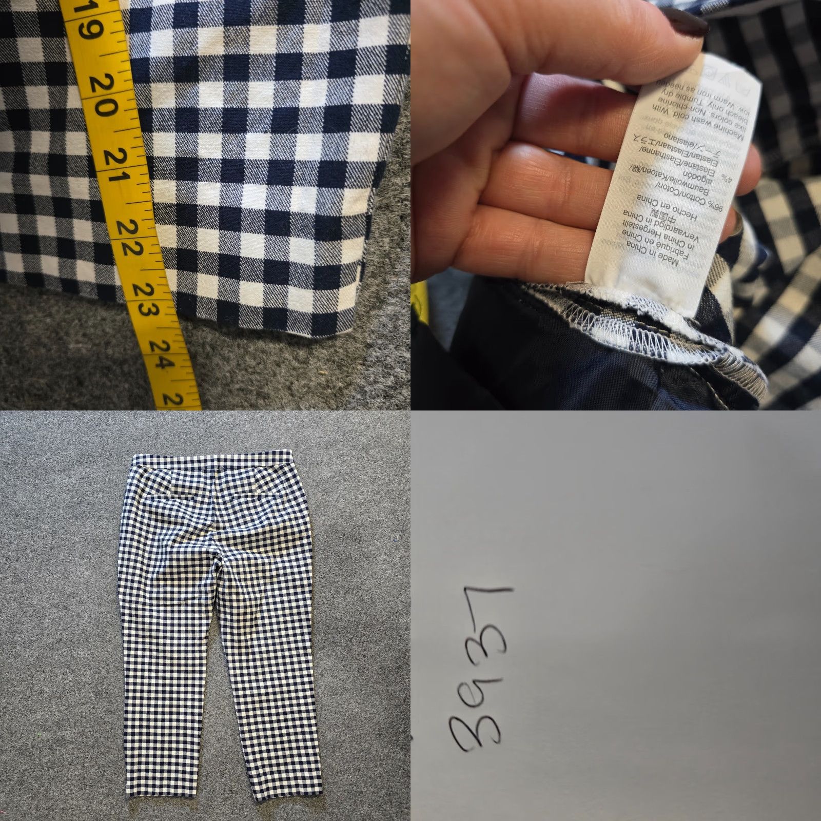 J.Crew J.CREW Pants Women Size 8P Petite Blue Gingham Plaid Tapered Martie Casual Preppy Pants Size 30" / US 8 / IT 44 - 8 Thumbnail