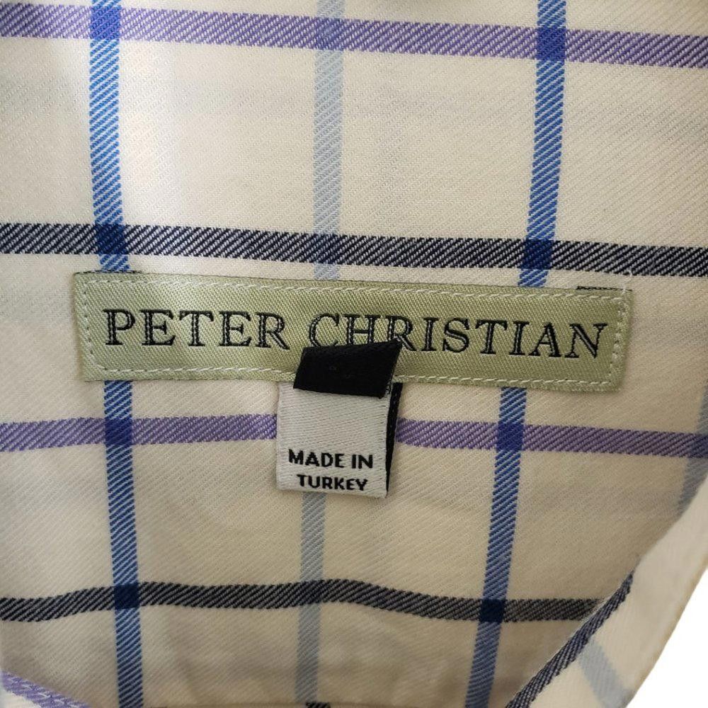 Designer CT464a Peter Christian Plaid Yellow & Blue Shirt XL Size 44R - 4 Thumbnail