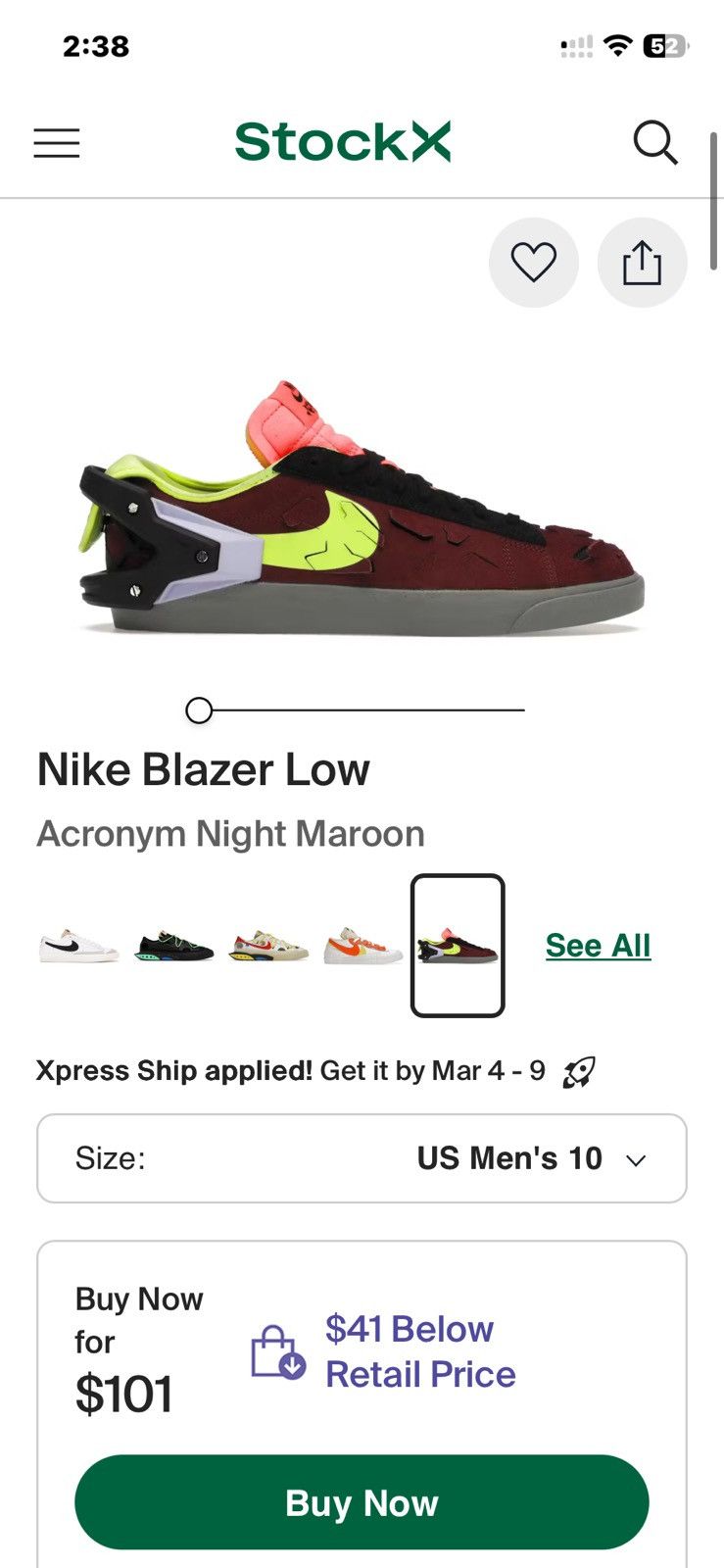 Acronym × Nike Nike x Acronym Blazer Low Size US 10 / EU 43 - 15 Thumbnail