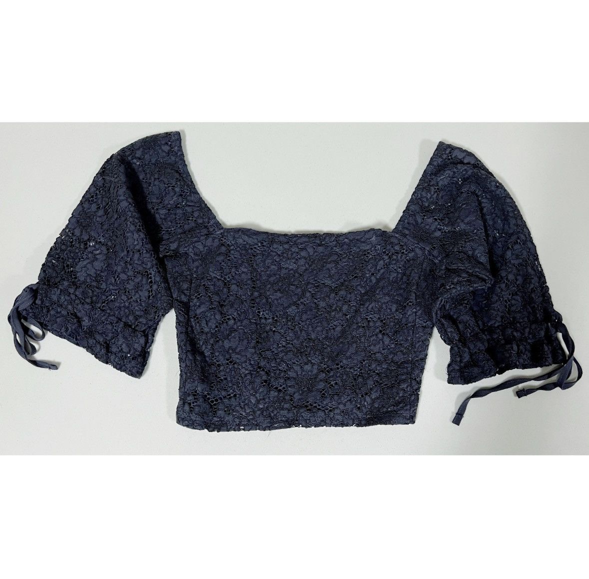 Zara Navy Blue Lace Off-The-Shoulders Top Shirt Blouse Size M 🦋 Size M / US 6-8 / IT 42-44 - 1 Thumbnail
