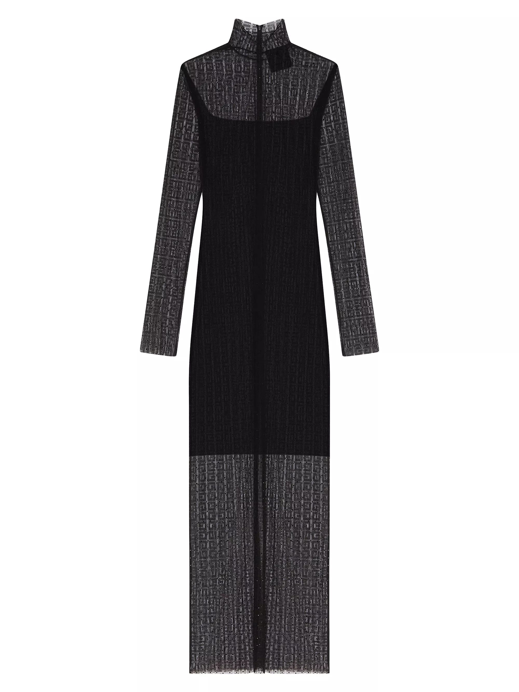 Givenchy o1w1db10325 Long Tulle Dress W/T Long Sleeves in Black Size XS / US 0-2 / IT 36-38 - 1 Thumbnail