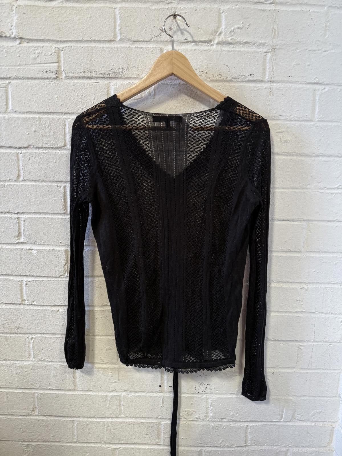 NEXT Next Black Long Sleeve Sheer Knit Top Size 8 Size S / US 4 / IT 40 - 3 Thumbnail