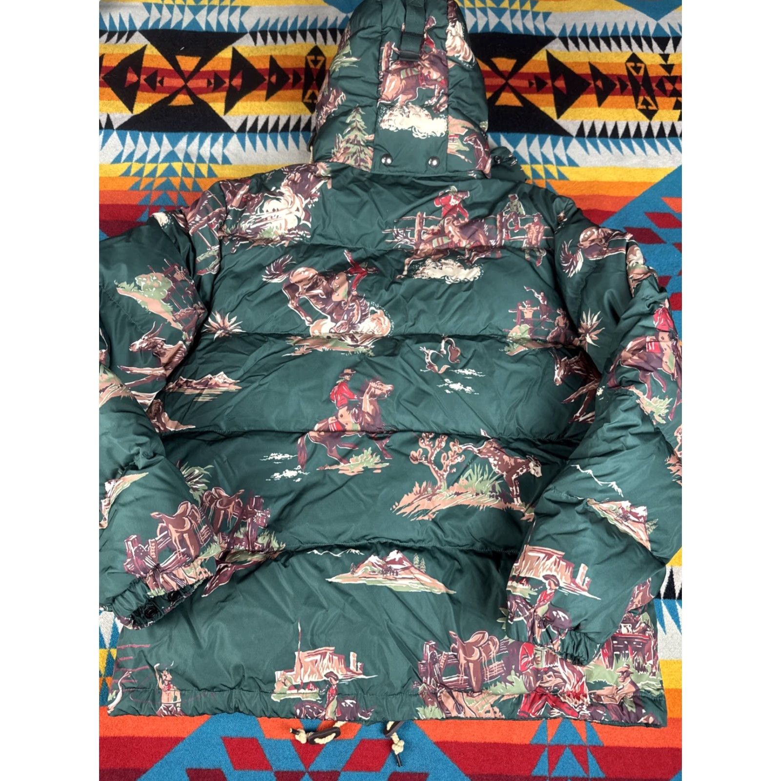 Polo Ralph Lauren VINTAGE Polo Ralph Lauren Western Puffer Jacket Men L Rodeo Green Down Coat Nylon Shell Size US L / EU 52-54 / 3 - 3 Thumbnail
