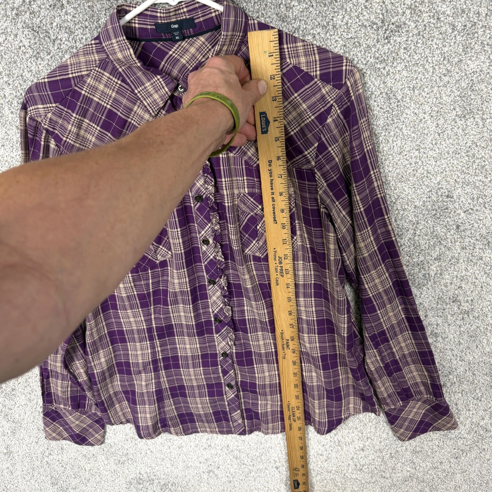 Gap VINTAGE Gap Shirt XL Purple Plaid Western Cowgirl Ruffle 90s Casual Womens Size XL / US 12-14 / IT 48-50 - 2 Thumbnail