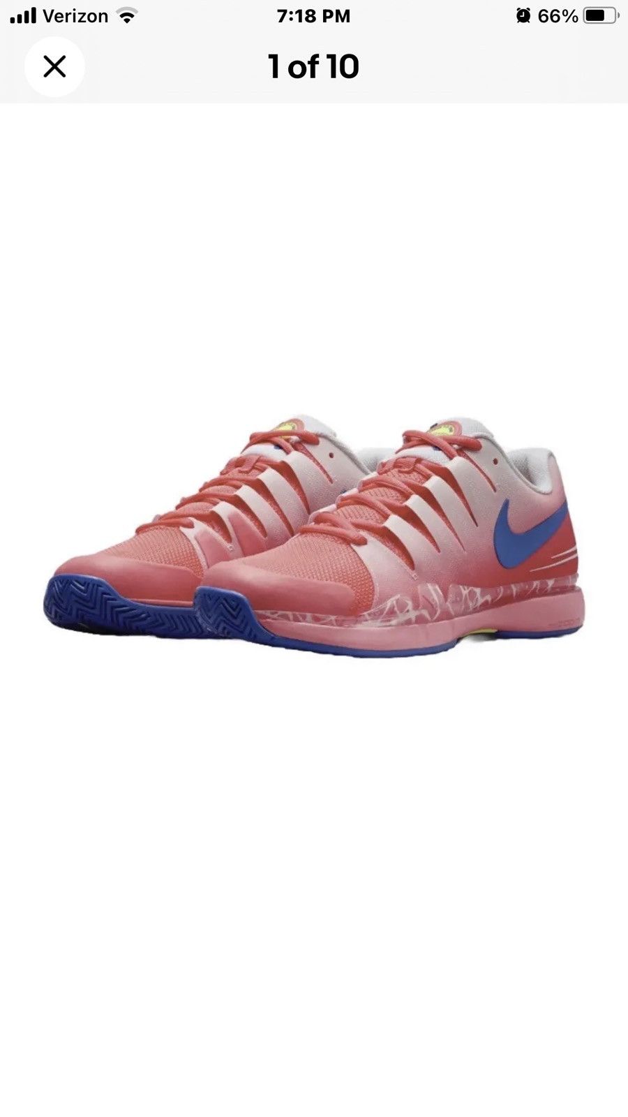 image of Nike Air Zoom Vapor Tour Roger Federer Man Punch Shoes in Pink, Men's (Size 7.5)