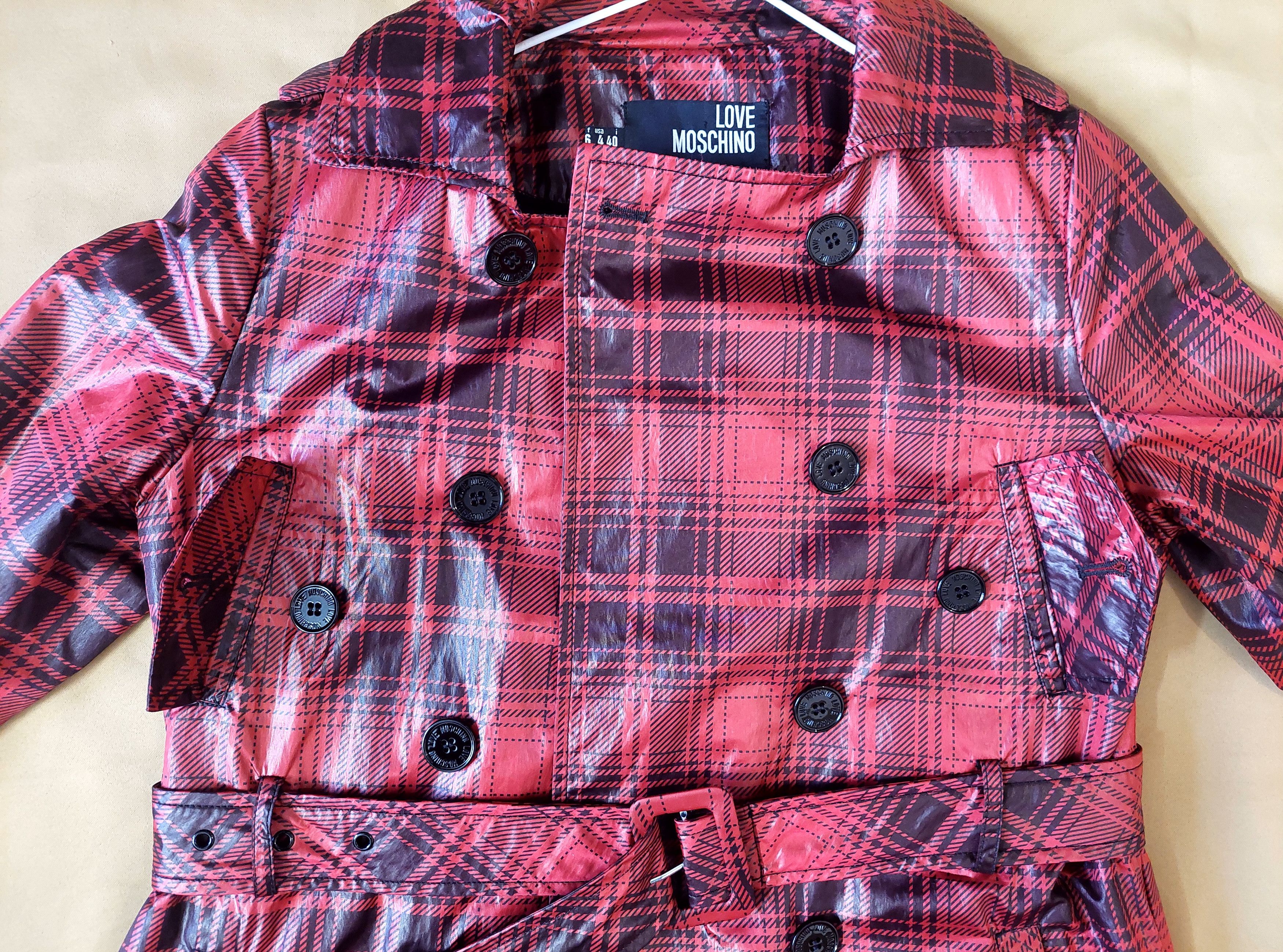 Love Moschino Love Moschino Red Tartan Rain Trench Coat Size IT 40 US 4 Size S / US 4 / IT 40 - 17 Thumbnail