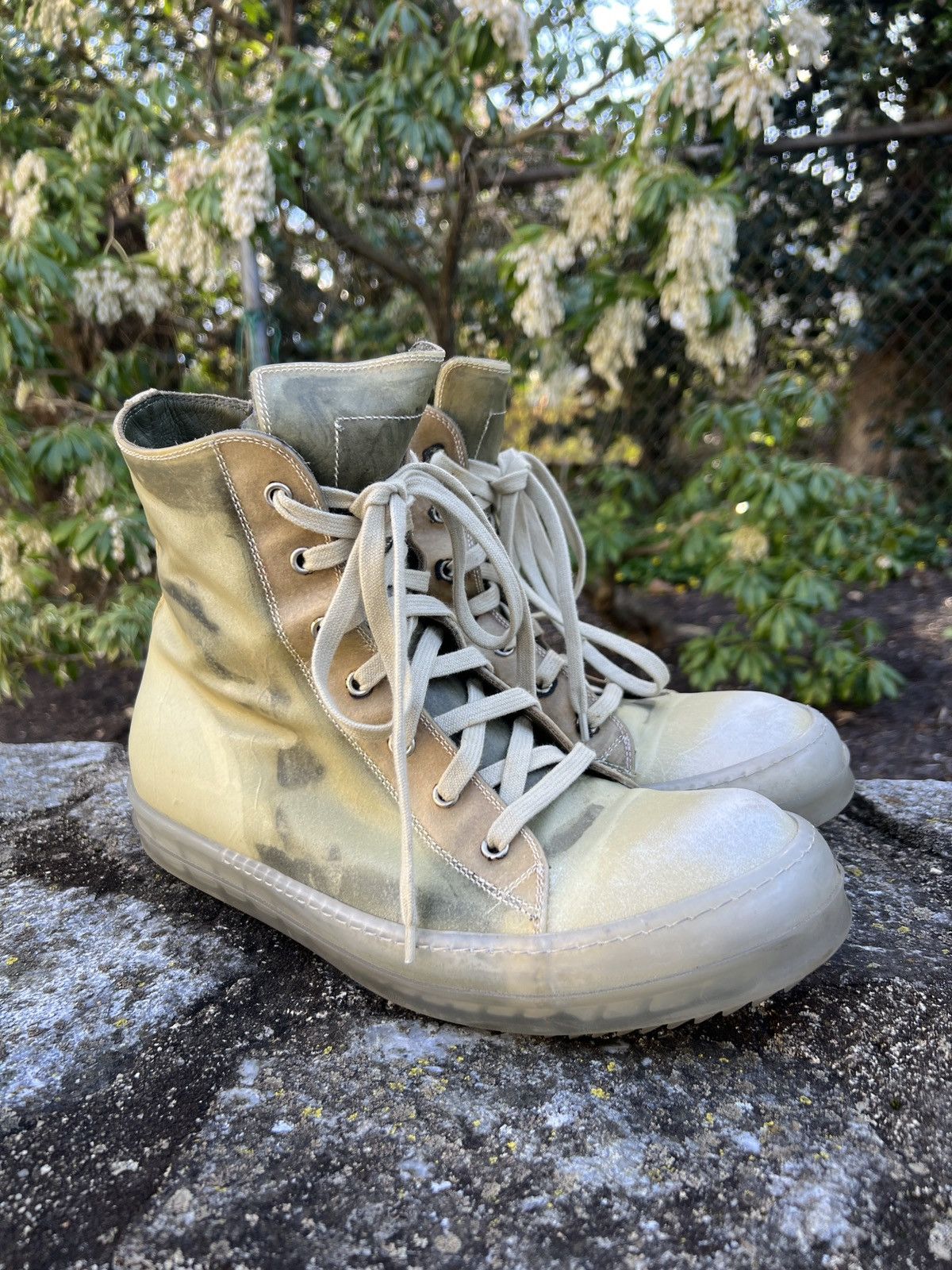 image of Ss19 Rick Owens Babel Ramones (43) Shoes in Swamp Green, Men's (Size 10)