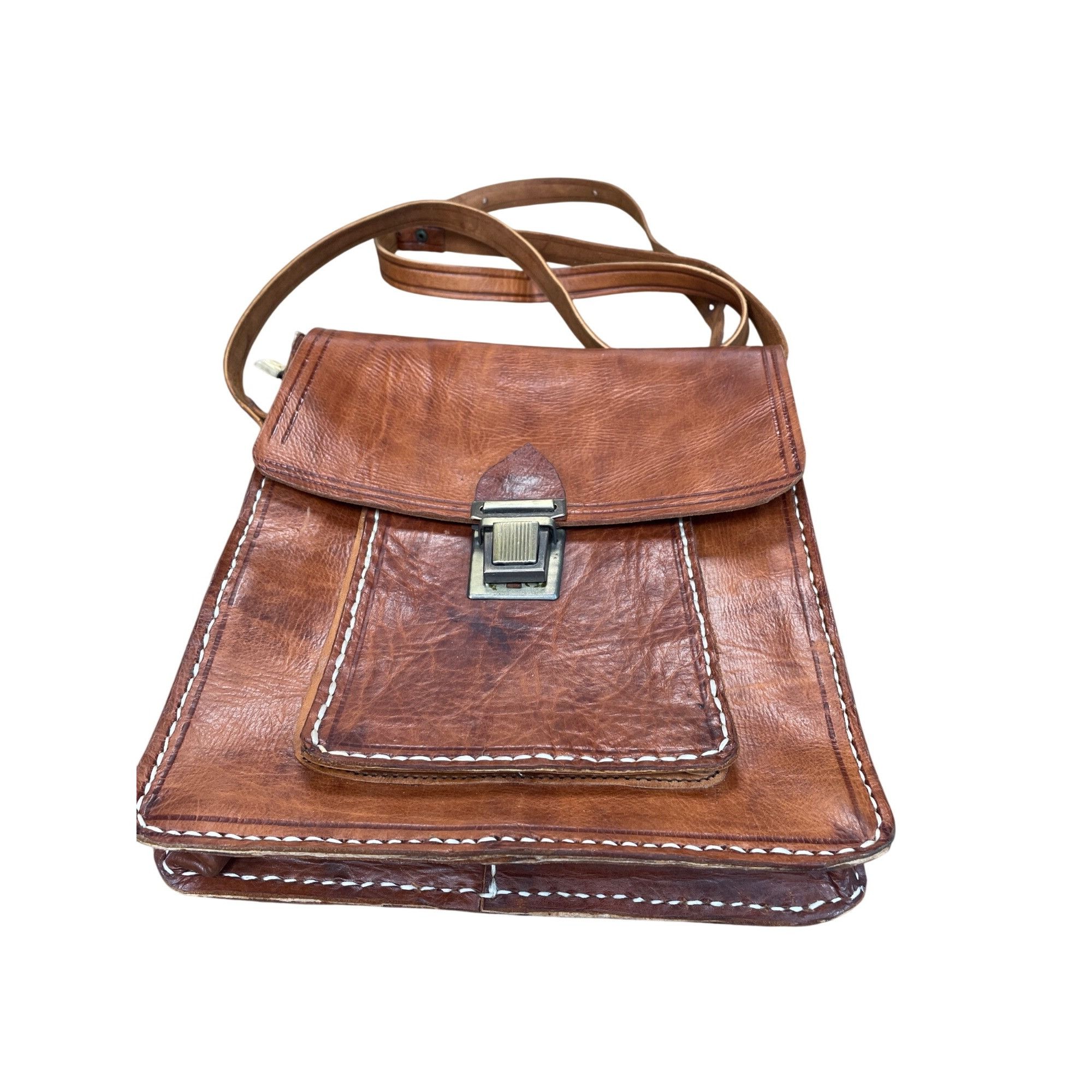 Other VTG unbranded womans brown leather adjustable crossbody bag Size ONE SIZE - 1 Thumbnail
