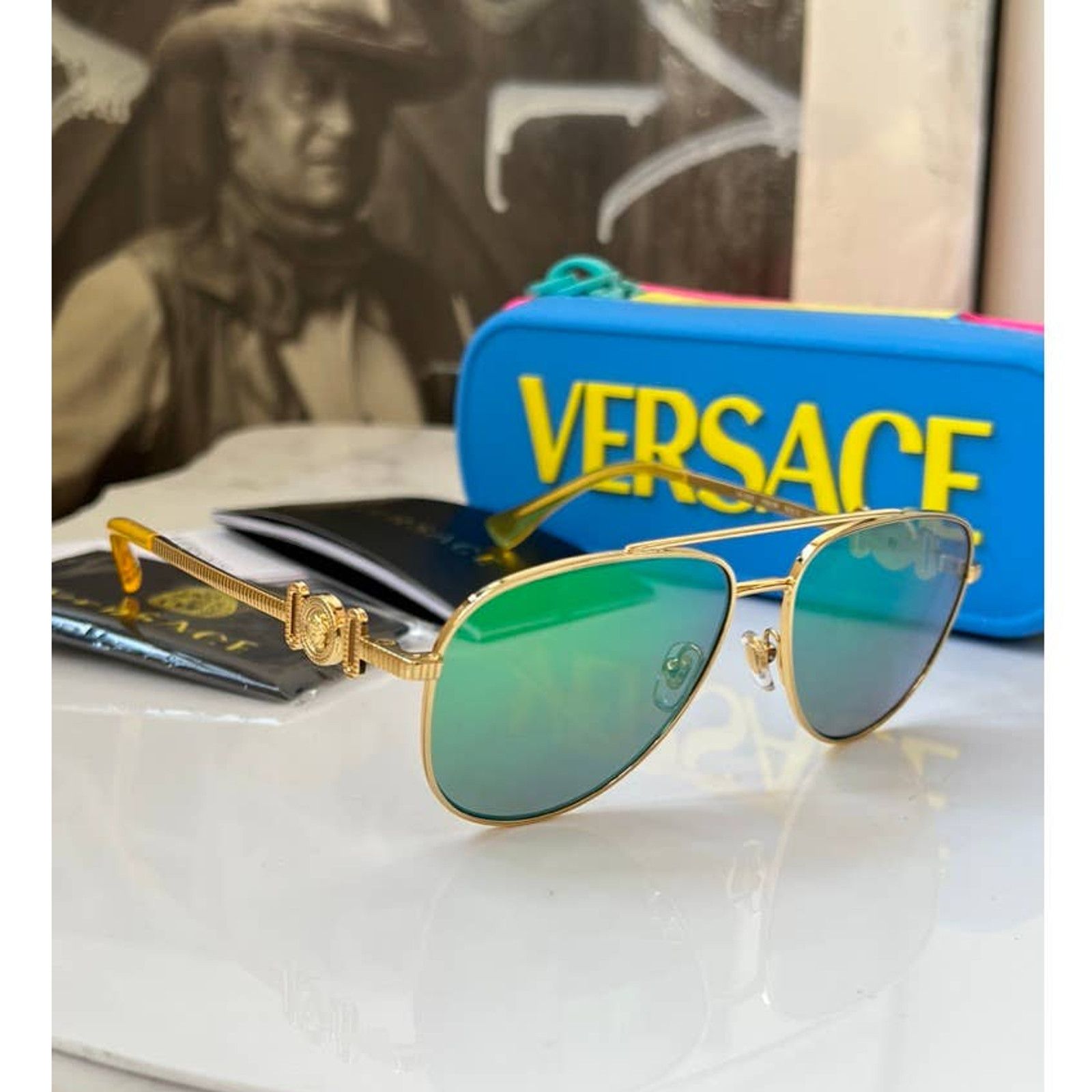 Versace NEW Versace Kids VK2002 Green Mirror Aviator Sunglasses Size ONE SIZE - 2 Thumbnail