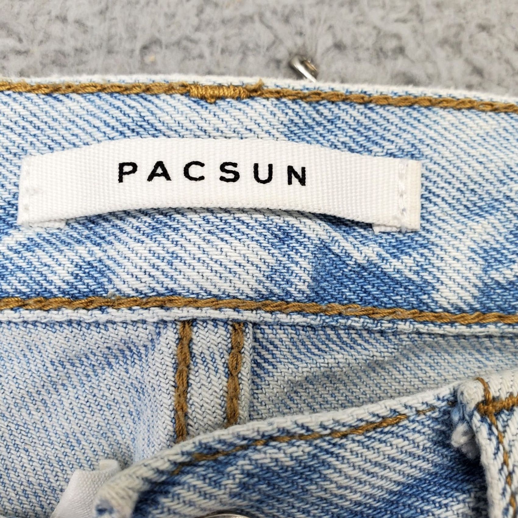 Pacsun PacSun Straight Jeans Womens 25 Blue Denim Stretch Comfort Distressed Button Fly Jeans Size 42" / US 20 - 6 Thumbnail