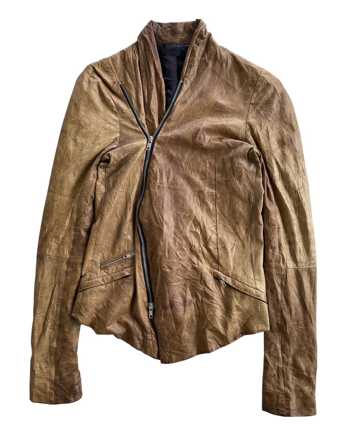 Ekam Agosto asymmetrical leather jacket | Grailed