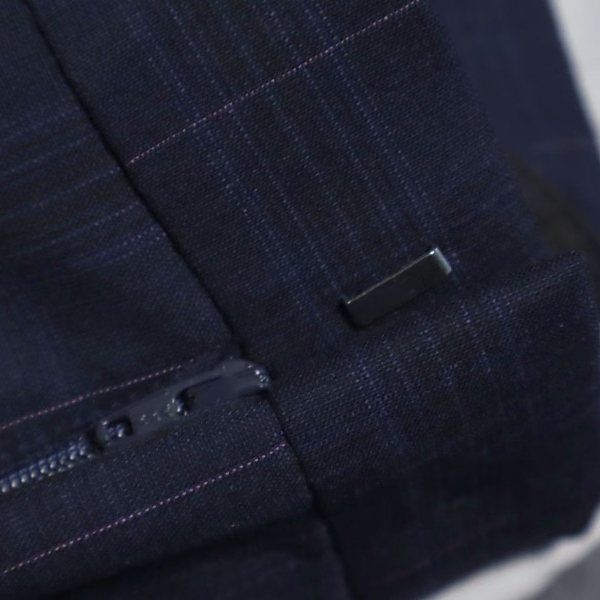 Murano Murano Slim Fit Chino Pants Navy Plaid Men's 38 - Alex Slim Fit Polyester Woven Casual Trousers Size US 38 / EU 54 - 8 Thumbnail