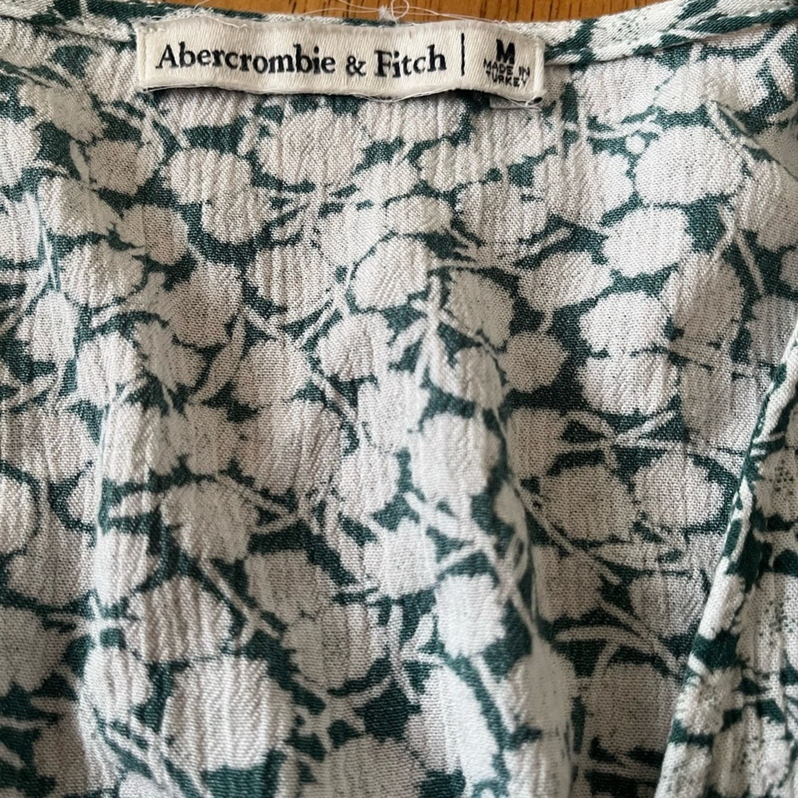 Abercrombie & Fitch Abercrombie & Fitch Green/White Babydoll Floral Blouse, Med Size M / US 6-8 / IT 42-44 - 3 Thumbnail