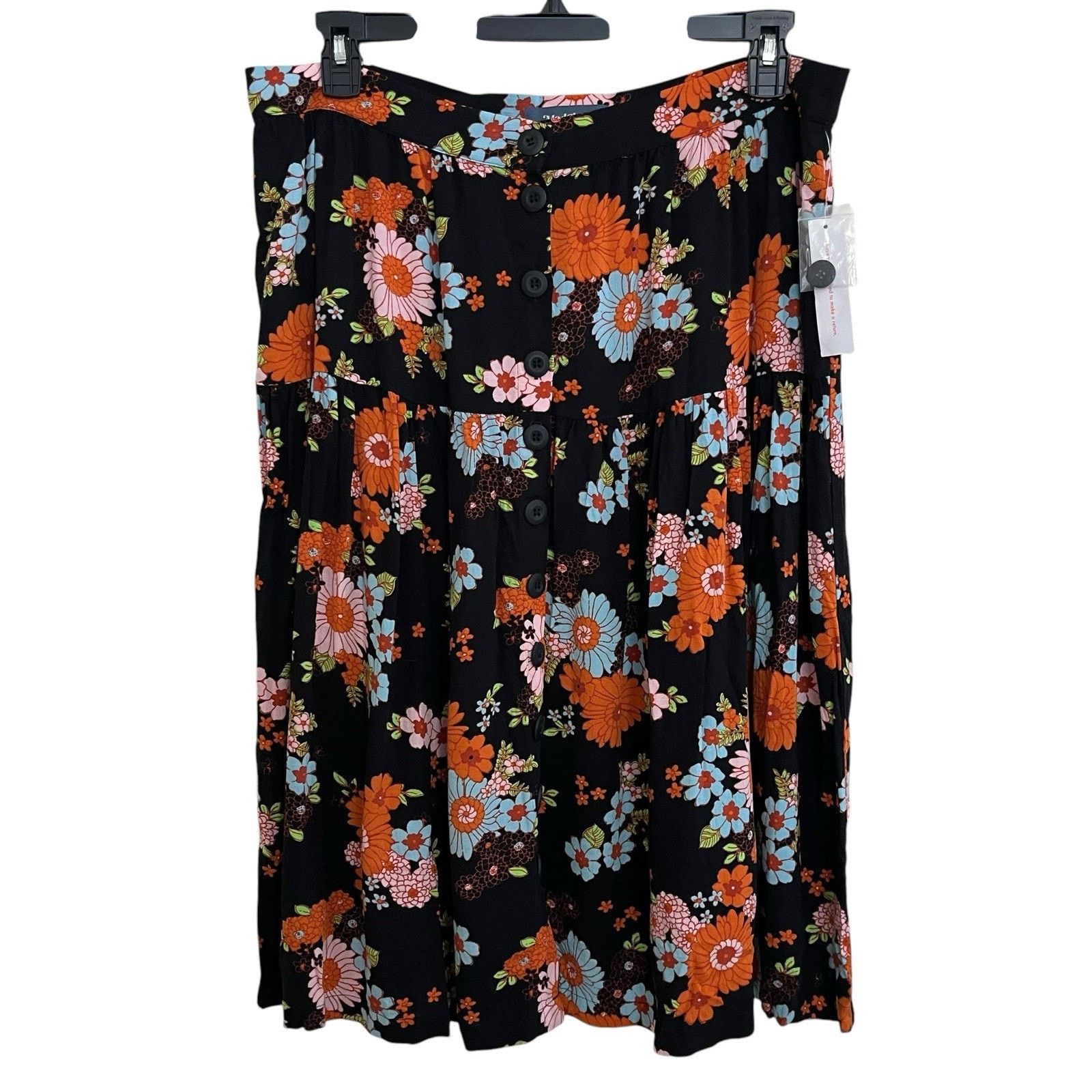 Anthropologie ModCloth | Floral Button Midi Skirt 16W Cottagecore Fairy Size 38" / US 16 / IT 52 - 2 Thumbnail