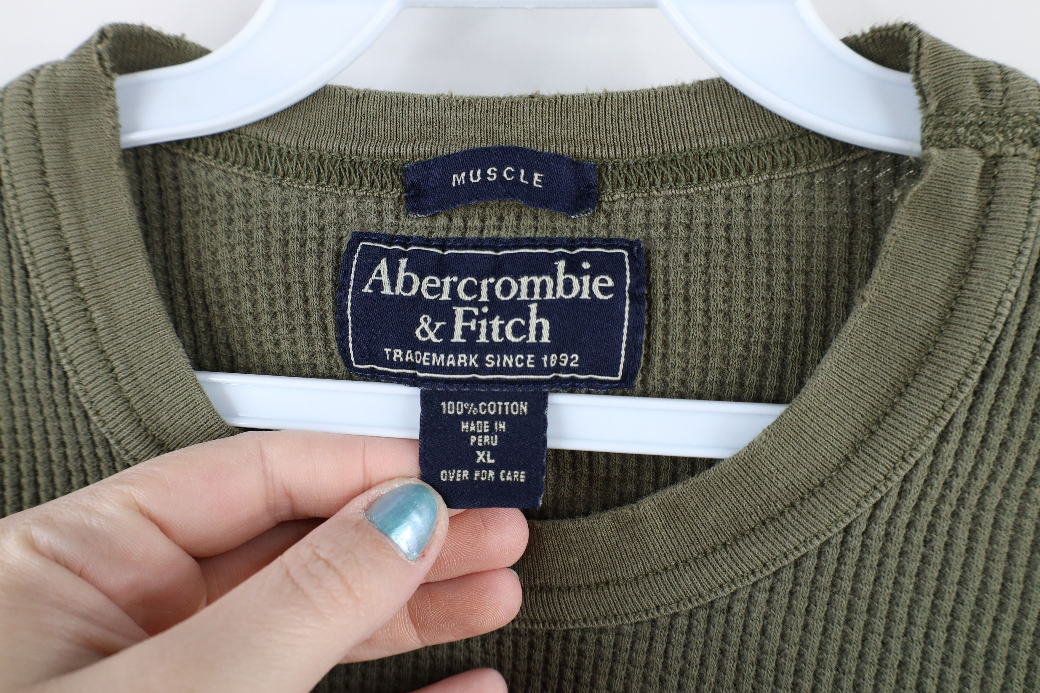 Abercrombie & Fitch × Vintage Vintage Abercrombie & Fitch Waffle Knit Long Sleeve T-Shirt Size US XL / EU 56 / 4 - 13 Thumbnail
