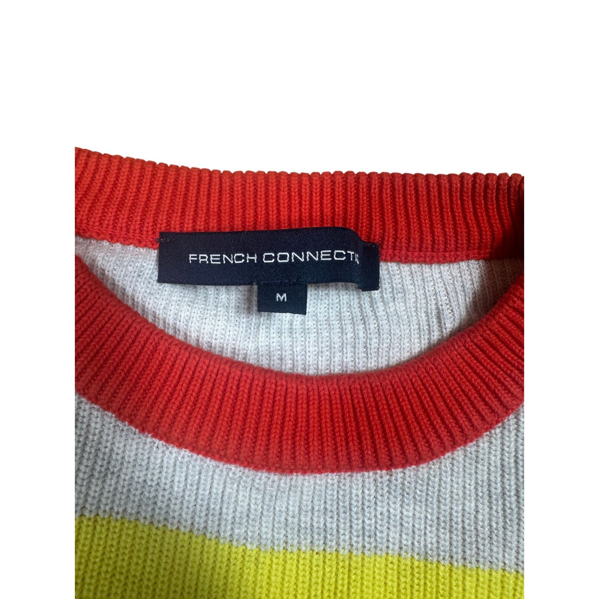 French Connection French Connection Striped Sweater Gray Yellow Orange Cotton Size M / US 6-8 / IT 42-44 - 4 Thumbnail