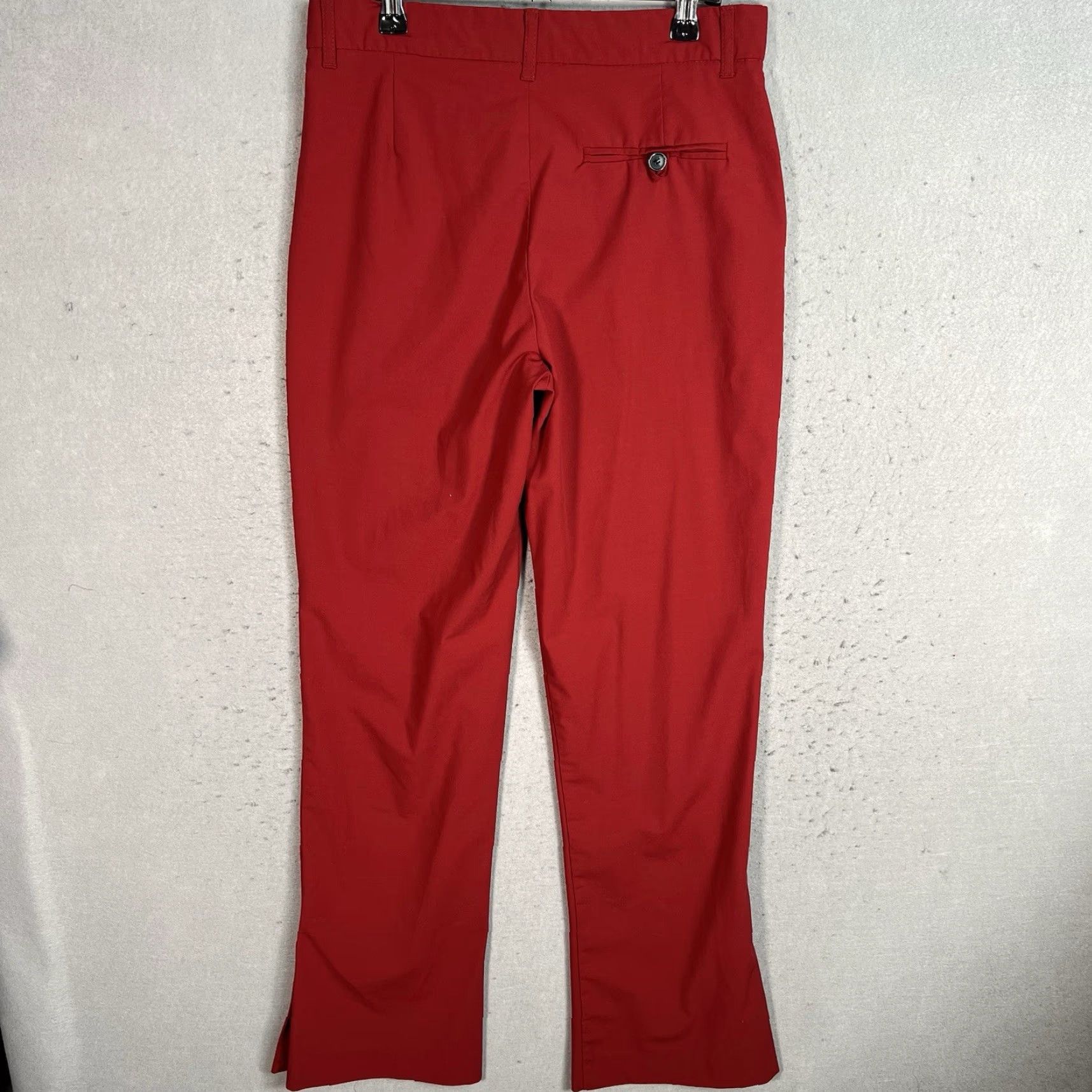 Zara Zara Pants Womens Small Maroon Red Straight Leg Ankle Slit Size 32" / US 10 / IT 46 - 2 Thumbnail