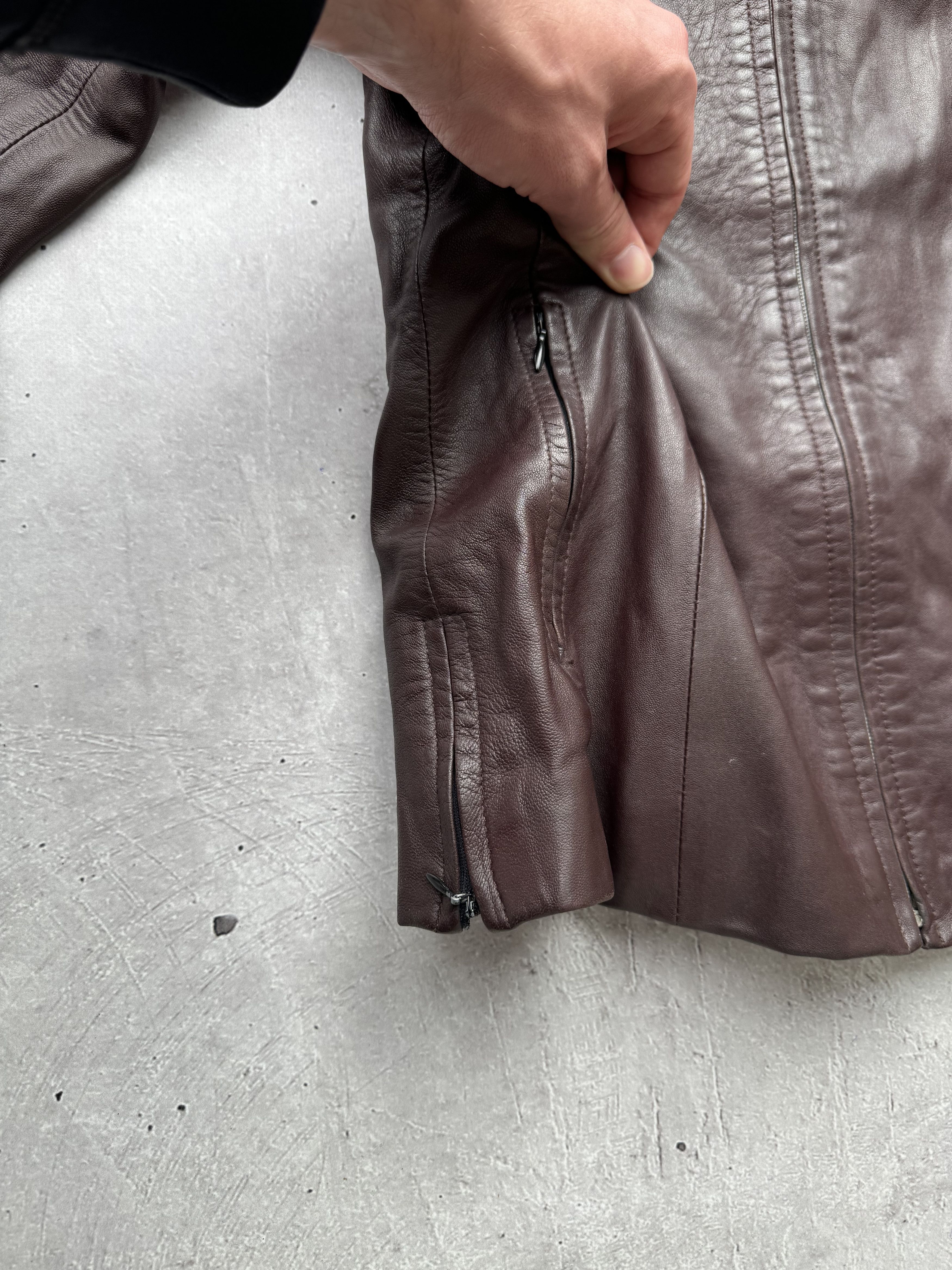 Genuine Leather Vintage Multi Zipped Leather Jacket Size M / US 6-8 / IT 42-44 - 5 Thumbnail