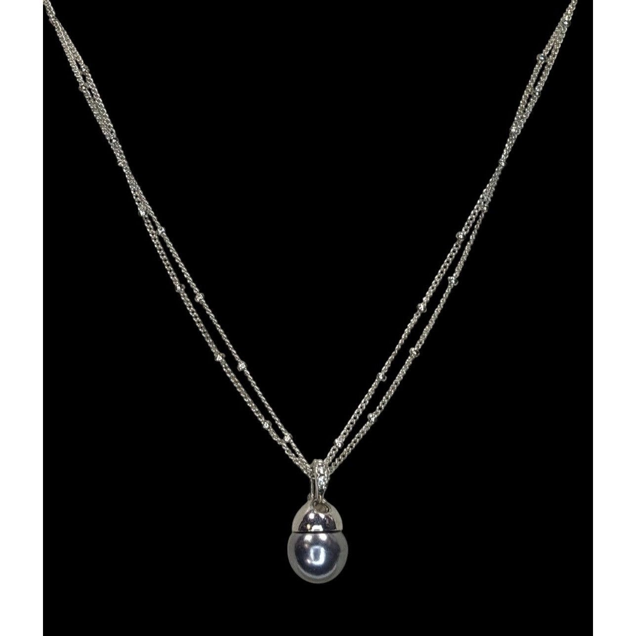Other Minimalist Dainty Silver Tone Double-Strand Necklace With Si Size ONE SIZE - 1 Thumbnail