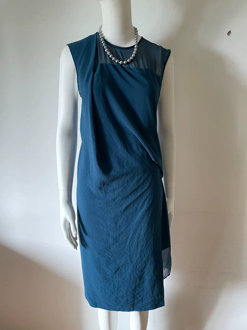 HELMUT LANG size4 Blue pleated dress