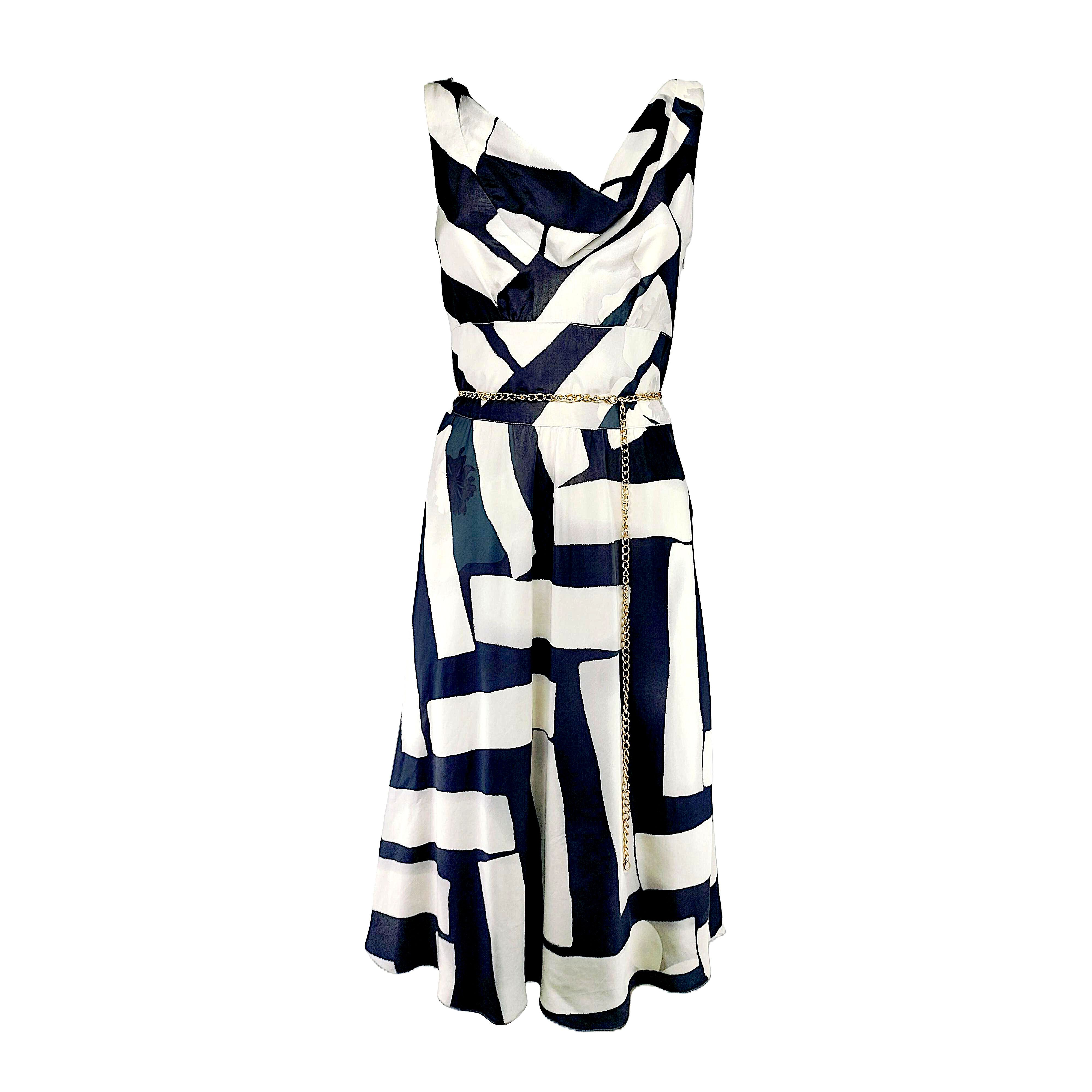 Emporio Armani SS 2007 Runway Silk Dress Geometric Print Size S / US 4 / IT 40 - 1 Thumbnail