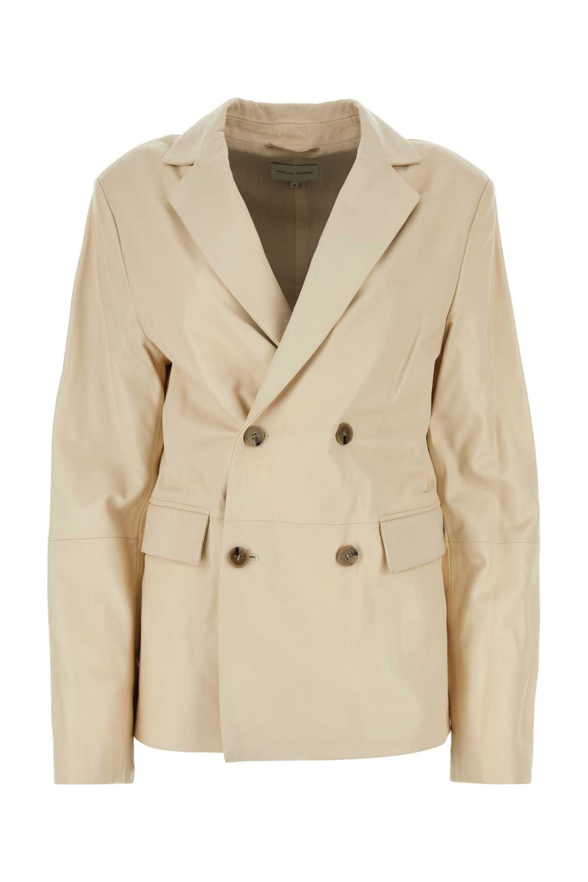 Loulou de Saison Ivory Leather Davao Blazer Size S / US 4 / IT 40 - 1 Thumbnail