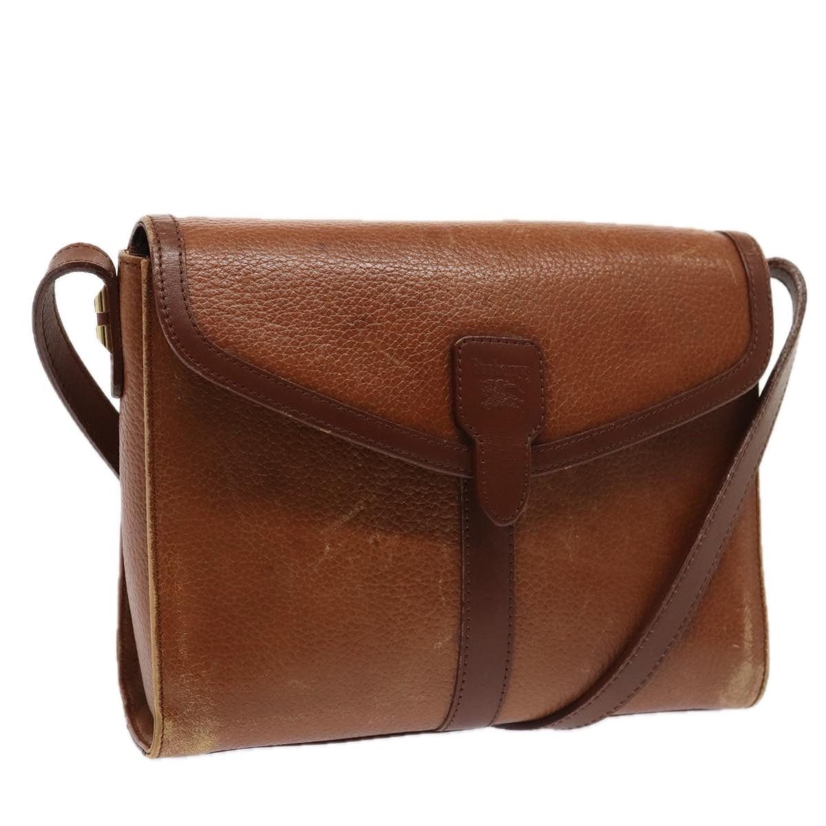 Burberry Shoulder Bag Leather Brown Gold