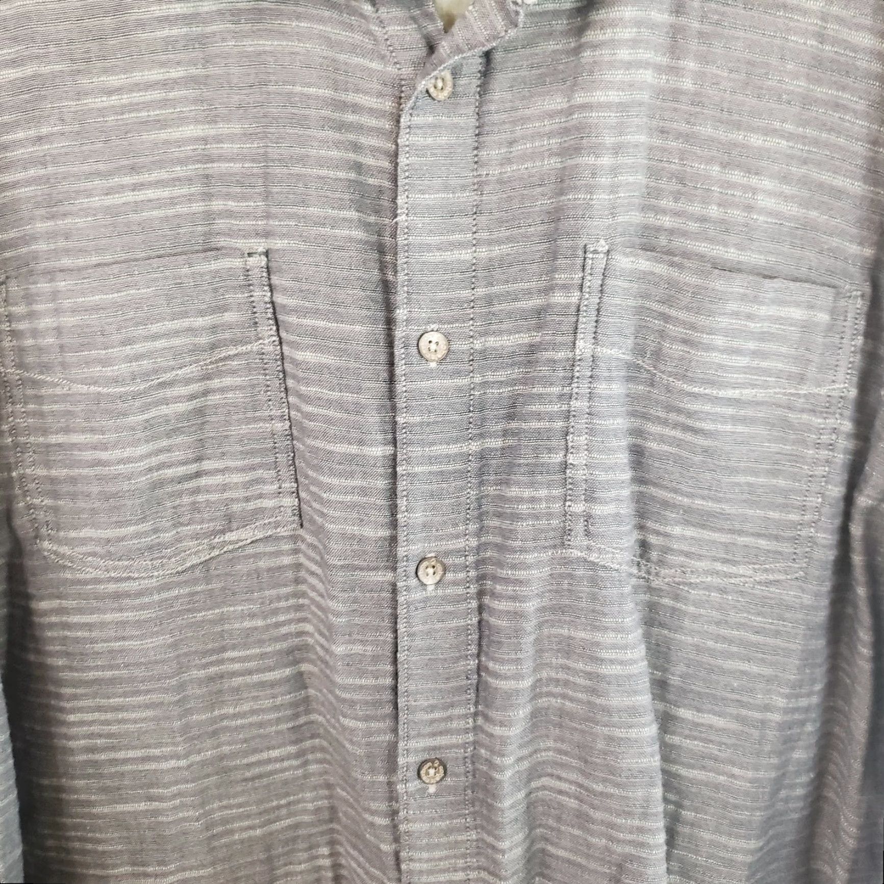 Carbon2Cobalt Carbon 2 Cobalt Shirt Men's XL Blue Green Horizontal Wave Striped Button Up Long Sleeve 100% Cotton Modern Western Business Casual Size US XL / EU 56 / 4 - 3 Thumbnail