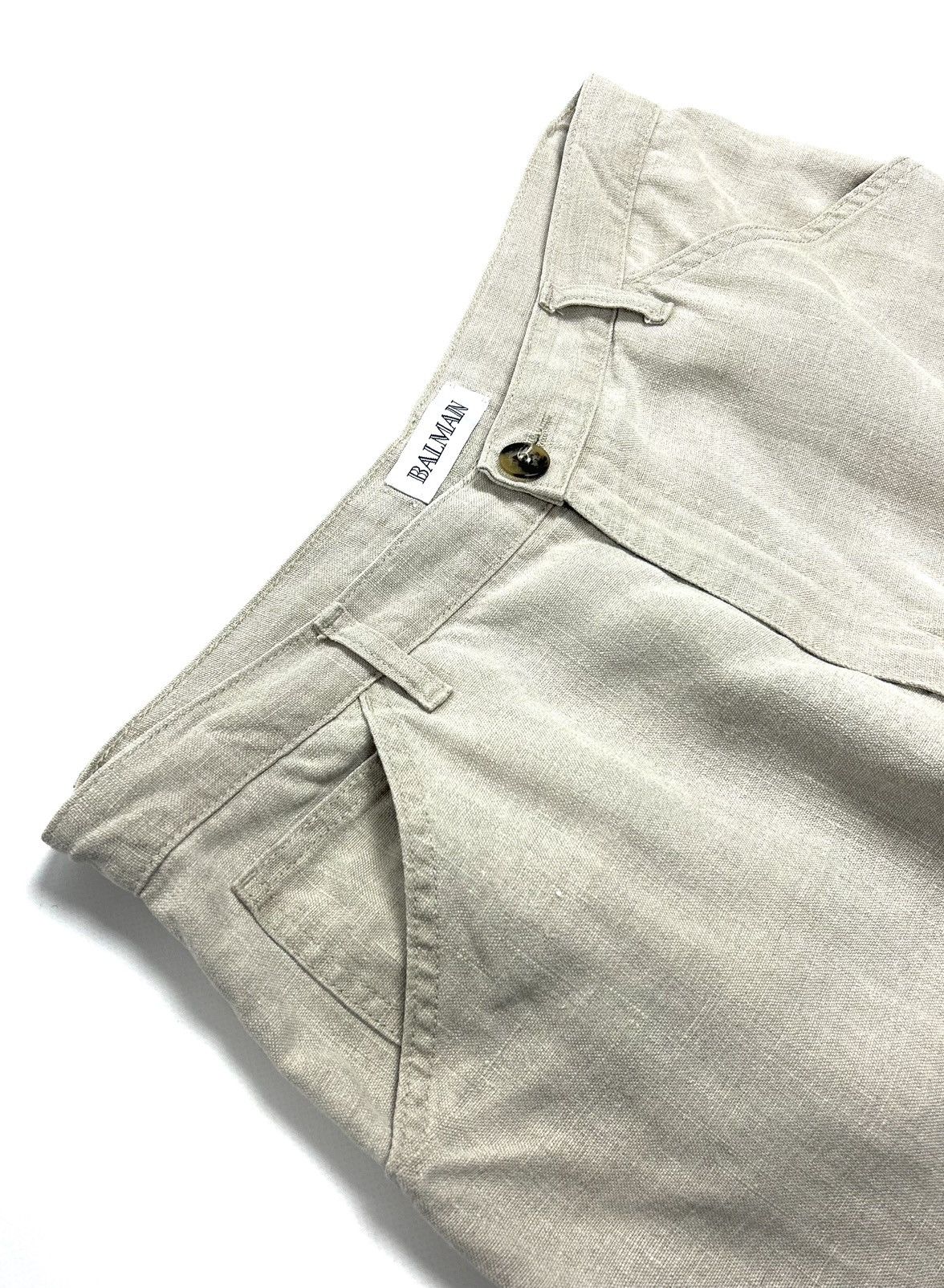 Balmain rare Balmain Vintage Heavy Linen Tailored Pants Beige 42 M Size US 32 / EU 48 - 8 Thumbnail