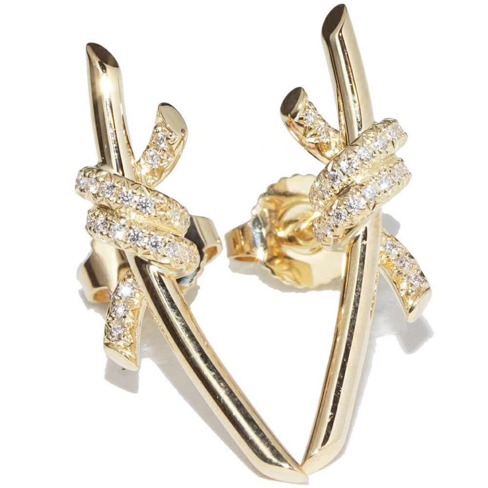 Tiffany & Co. Tiffany & Co. Tiffany & Co. Knot Au750 Diamond Earrings Crocodile skin Earrings DUTY FREE for USA Size ONE SIZE - 1 Thumbnail