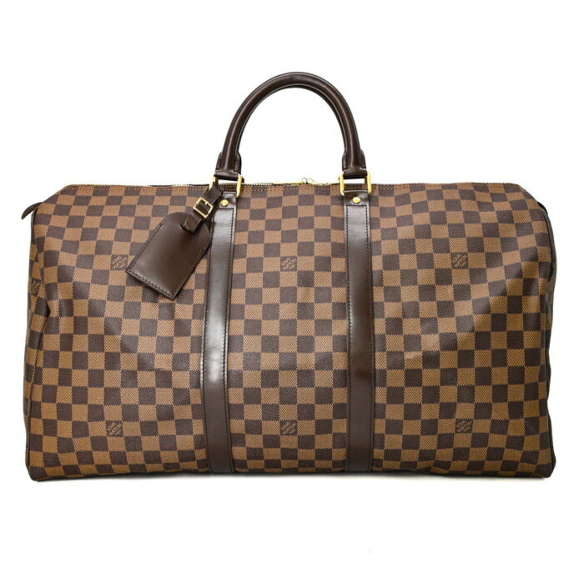 Louis Vuitton LOUIS VUITTON Keepall 50 Boston Bag, Damier Brown Leather, M41427 Size ONE SIZE - 1 Thumbnail