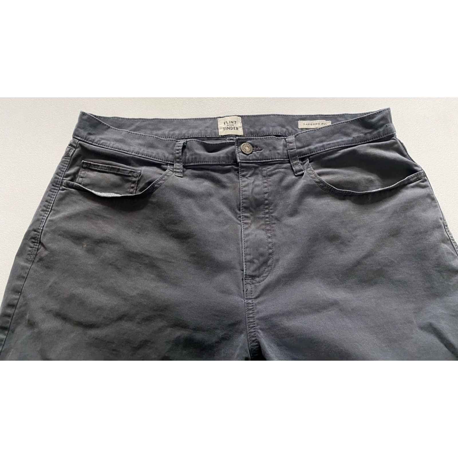 Flint And Tinder Flint and Tinder Men's Pants Chino Flat Front 5-Pocket 36x32 Gray Slim/Classic Casual City Preppy Mens Size US 36 / EU 52 - 4 Thumbnail