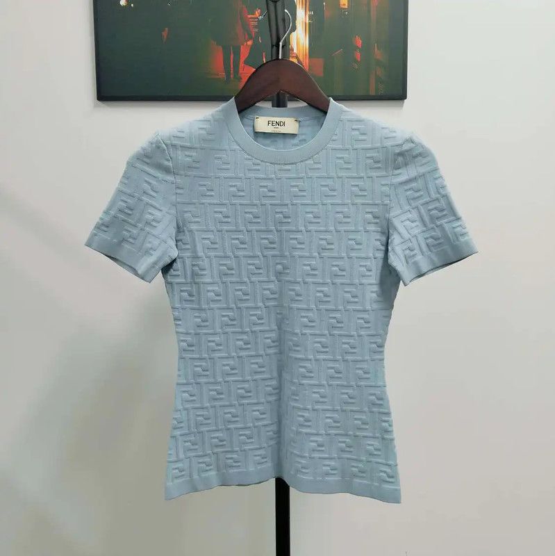 Fendi Fendi Summer Light Blue Short Sleeve T-Shirt 0089 Size L / US 10 / IT 46 - 1 Thumbnail