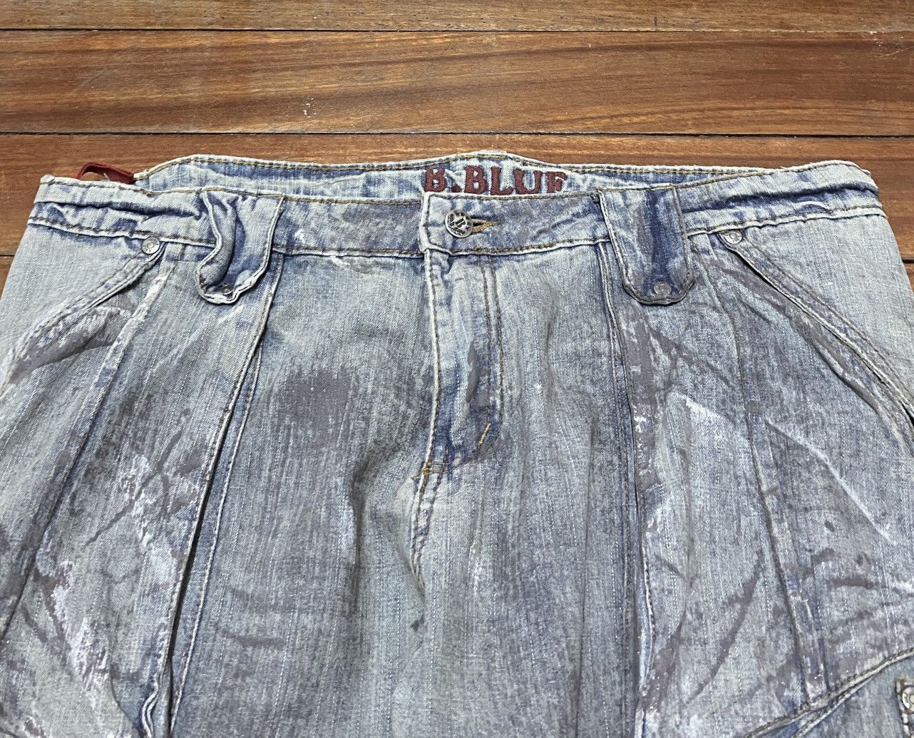 14th Addiction Very Rare Vintage Brand B.Blue Tactical Waxed Jeans 2000s Size US 36 / EU 52 - 3 Thumbnail