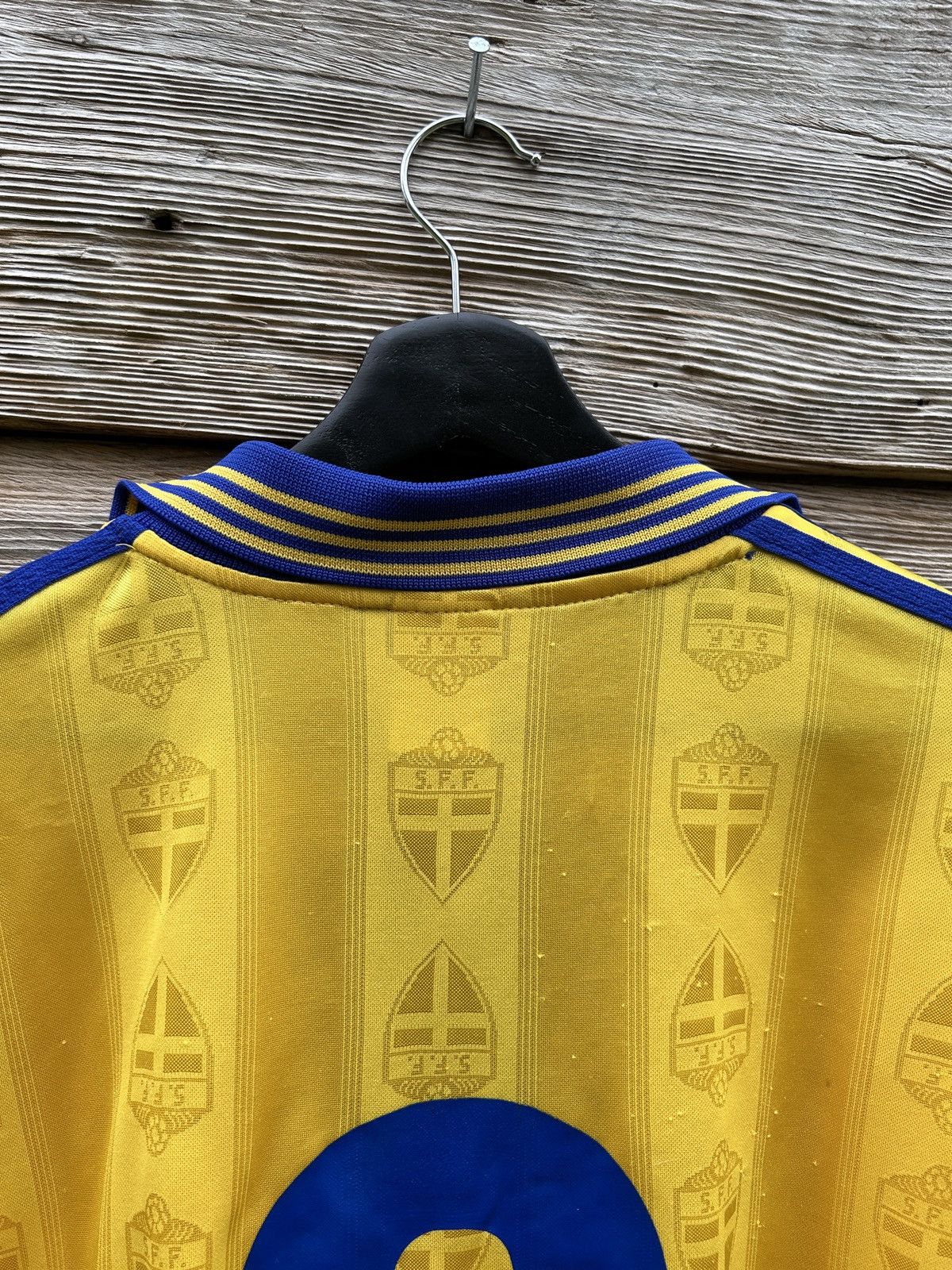 Adidas Adidas Sweden WC 1998 Johan Mjallby #8 Match Worn Jersey Size US XL / EU 56 / 4 - 10 Thumbnail