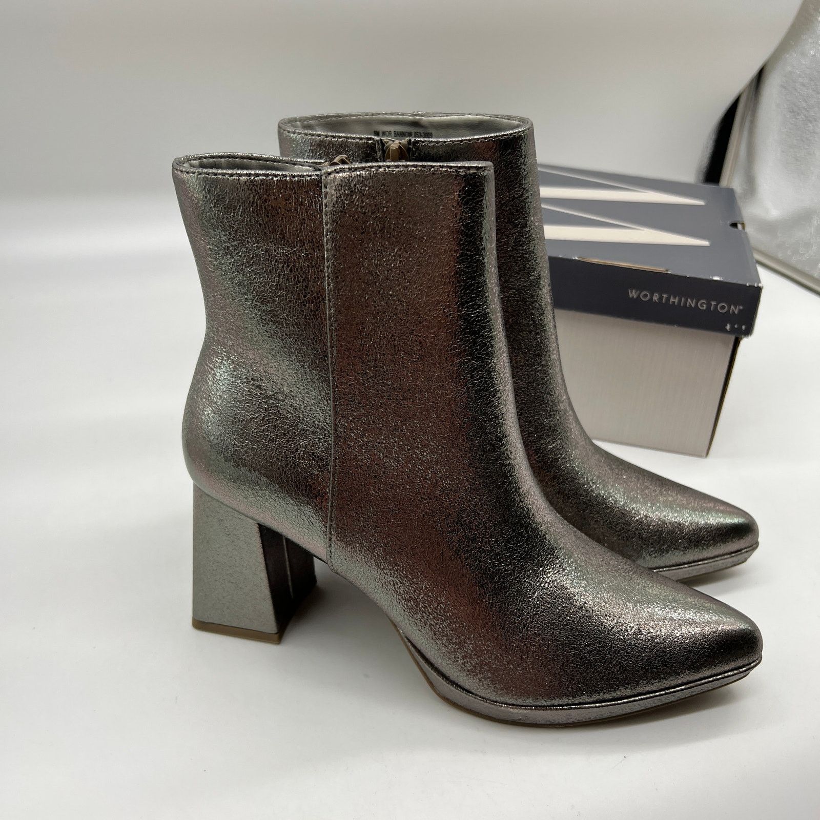 Other Worthington Womens Bannow Flared Heel Booties Pewter Size US 8 / IT 38 - 2 Thumbnail